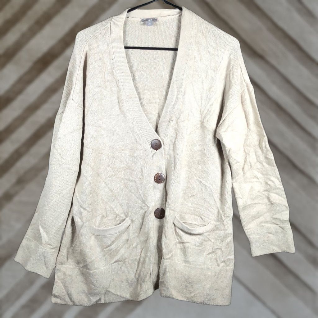 J. Jill J Jill Womens Cardigan Brown V-Neck Button Front Petite Long Sleeve Size M / US 6-8 / IT 42-44 - 1 Thumbnail