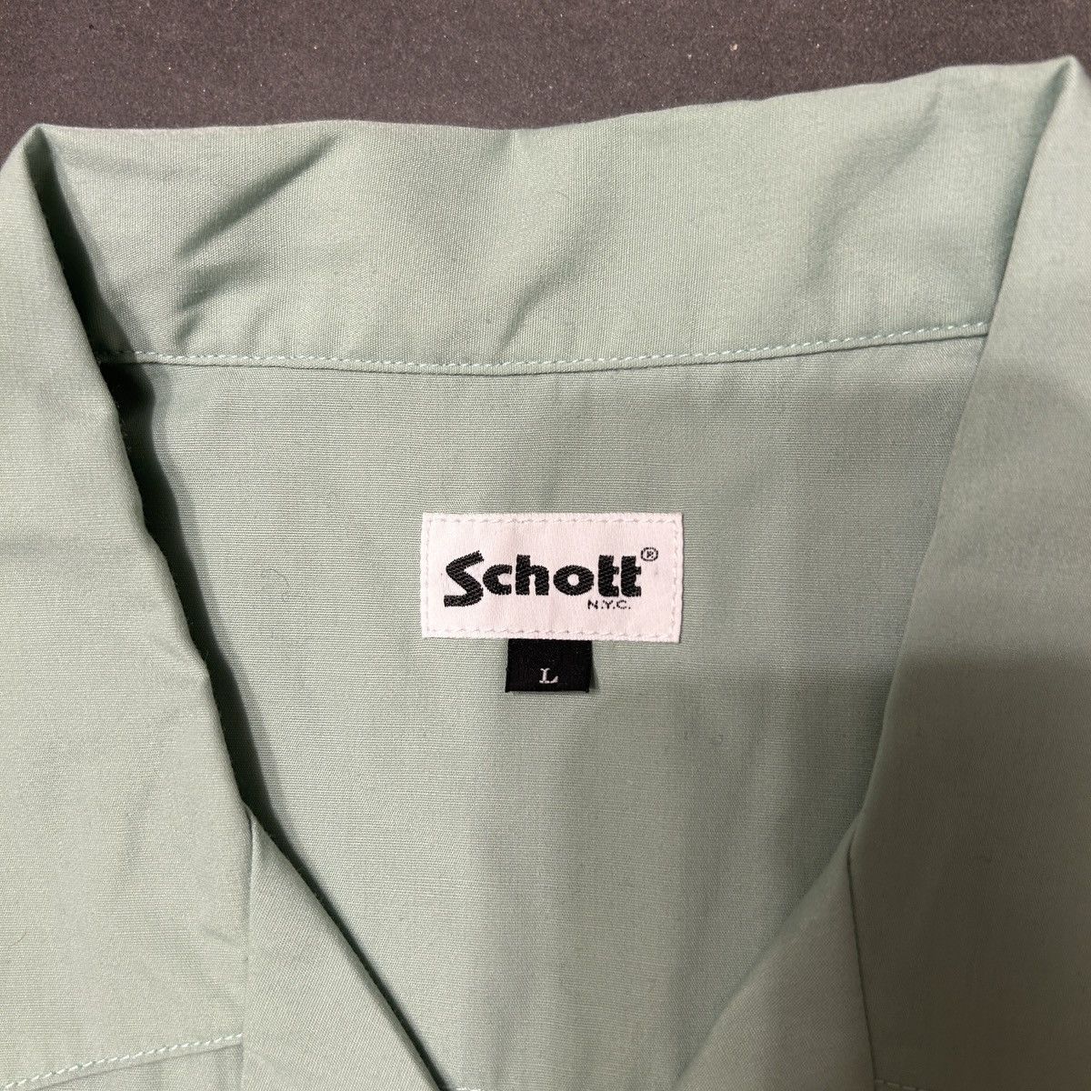 Schott Schott Camp Collar Embroidered Mint Button Up Shirt Size US L / EU 52-54 / 3 - 5 Thumbnail