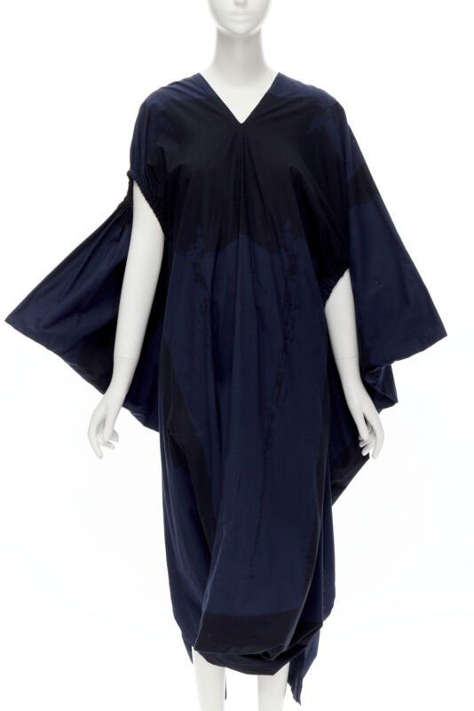 Comme des Garcons rare COMME DES GARCONS Vintage 1980's blue brushstroke angular trapeze dress Size S / US 4 / IT 40 - 1 Thumbnail