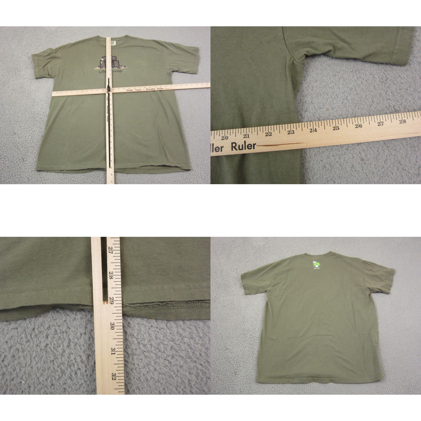 Alife Vintage Life is Crap Shirt Mens XL Green 80s 90s Retro Funny T-Shirt Short Sleeve Crew Neck Logo Cotton Jersey Size US XL / EU 56 / 4 - 8 Thumbnail