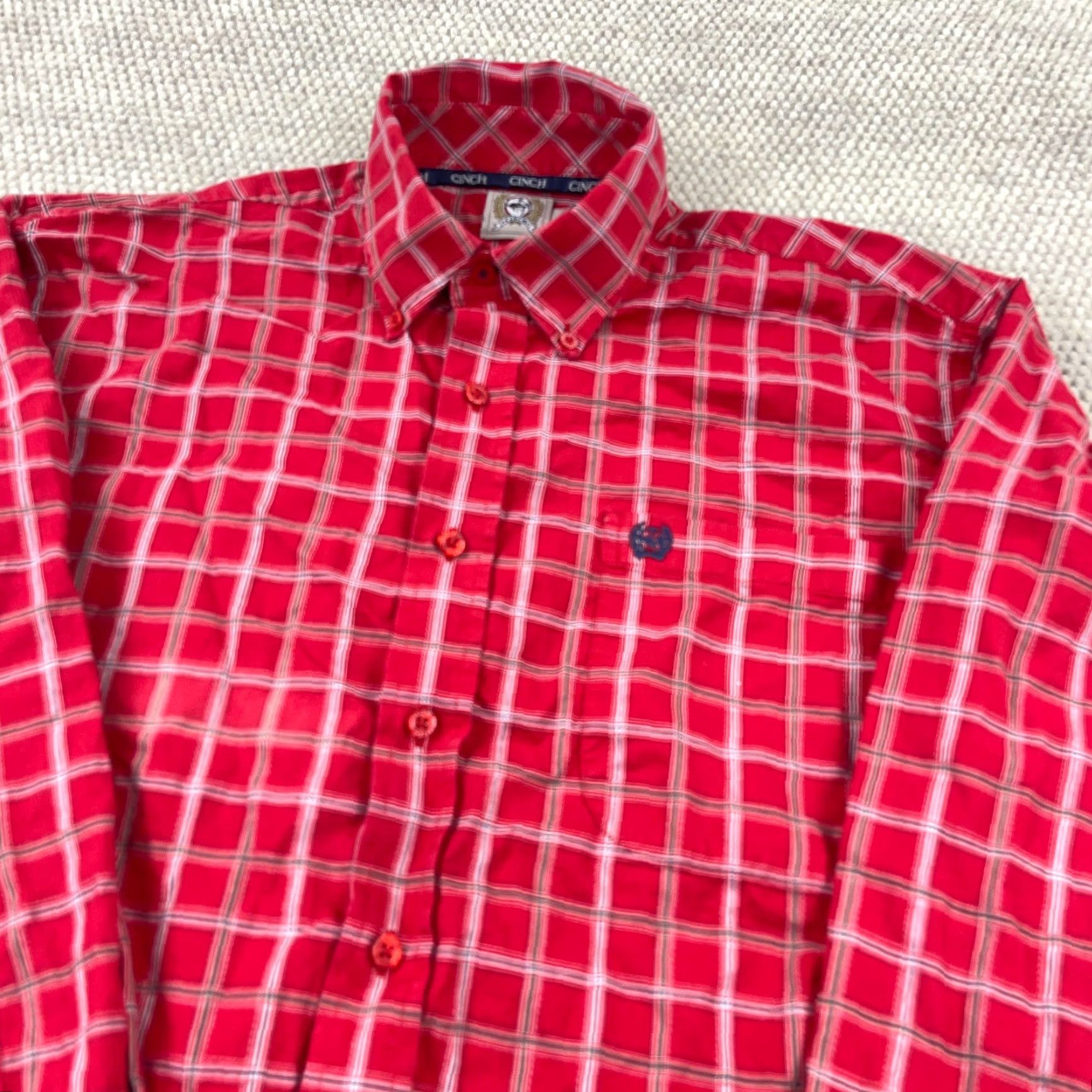 Vintage Cinch Shirt Men M Red Plaid Button-Up Western Cowboy Rodeo Pocket 90s Theme Mens Size US M / EU 48-50 / 2 - 7 Thumbnail