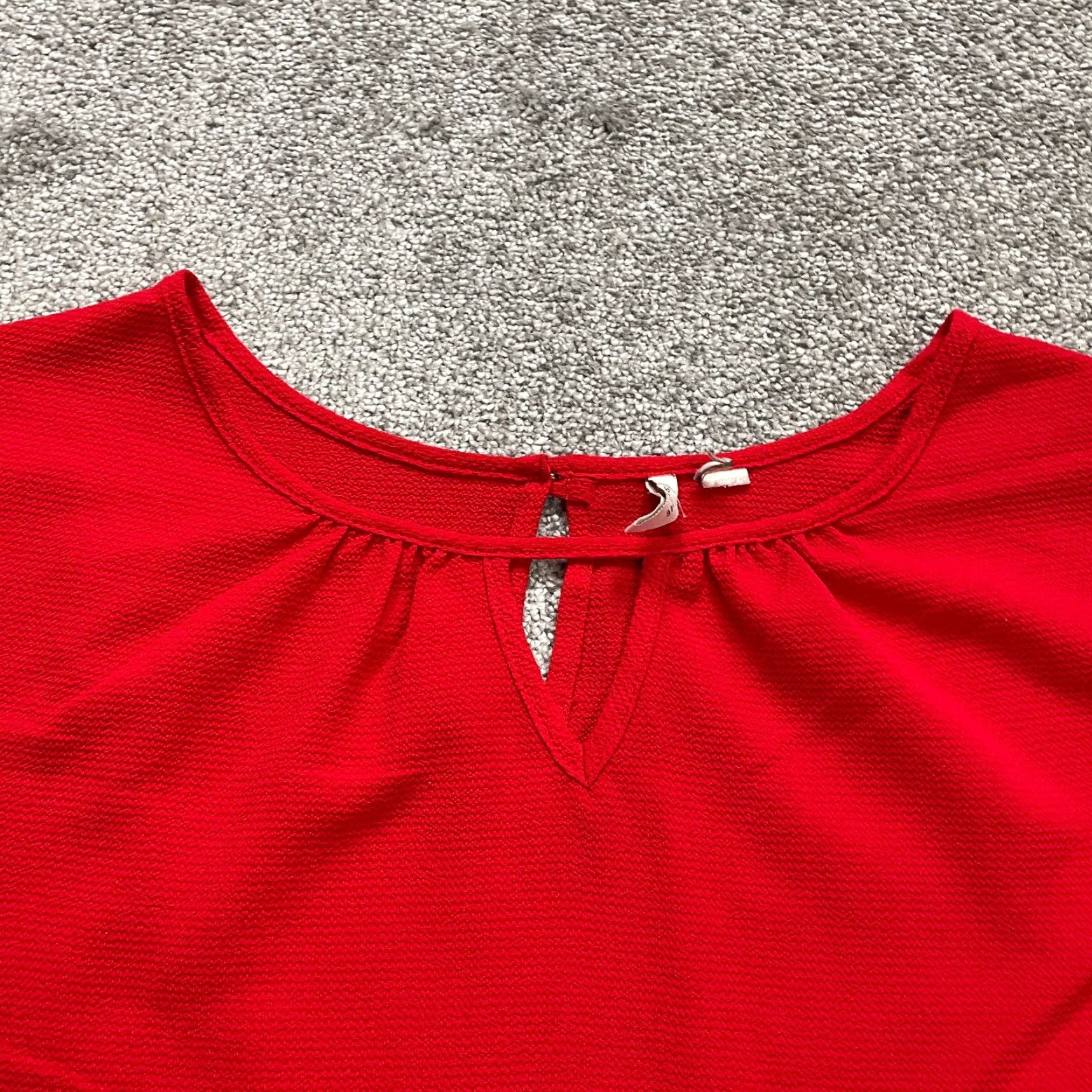 Vintage Cato Blouse Shirt Women 2XL Red Keyhole Neck Bell Sleeve Lace Stretch Casual Top Size XXL / US 16-18 / IT 52-54 - 3 Thumbnail