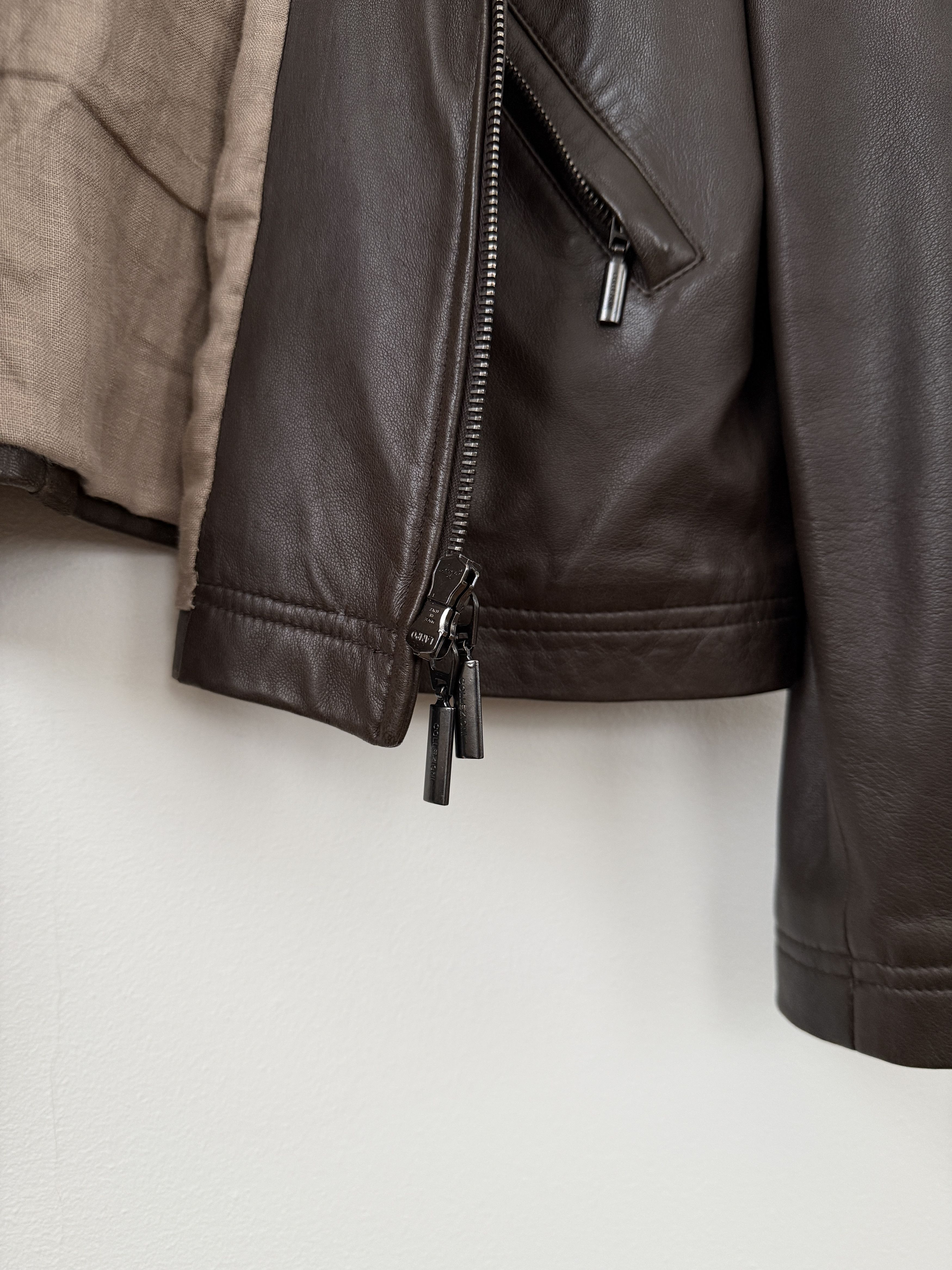 Armani Collezioni Lambskin Leather Zip Up Jacket Size US S / EU 44-46 / 1 - 12 Thumbnail