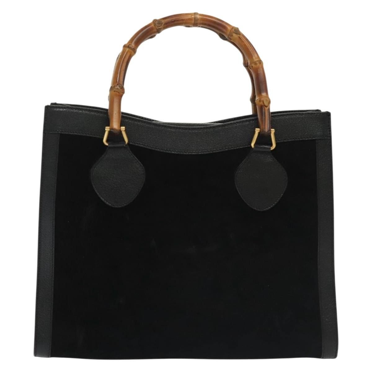 Gucci GUCCI Bamboo Hand Bag Suede Black Gold 002 1186 002 1186 Size ONE SIZE - 3 Thumbnail
