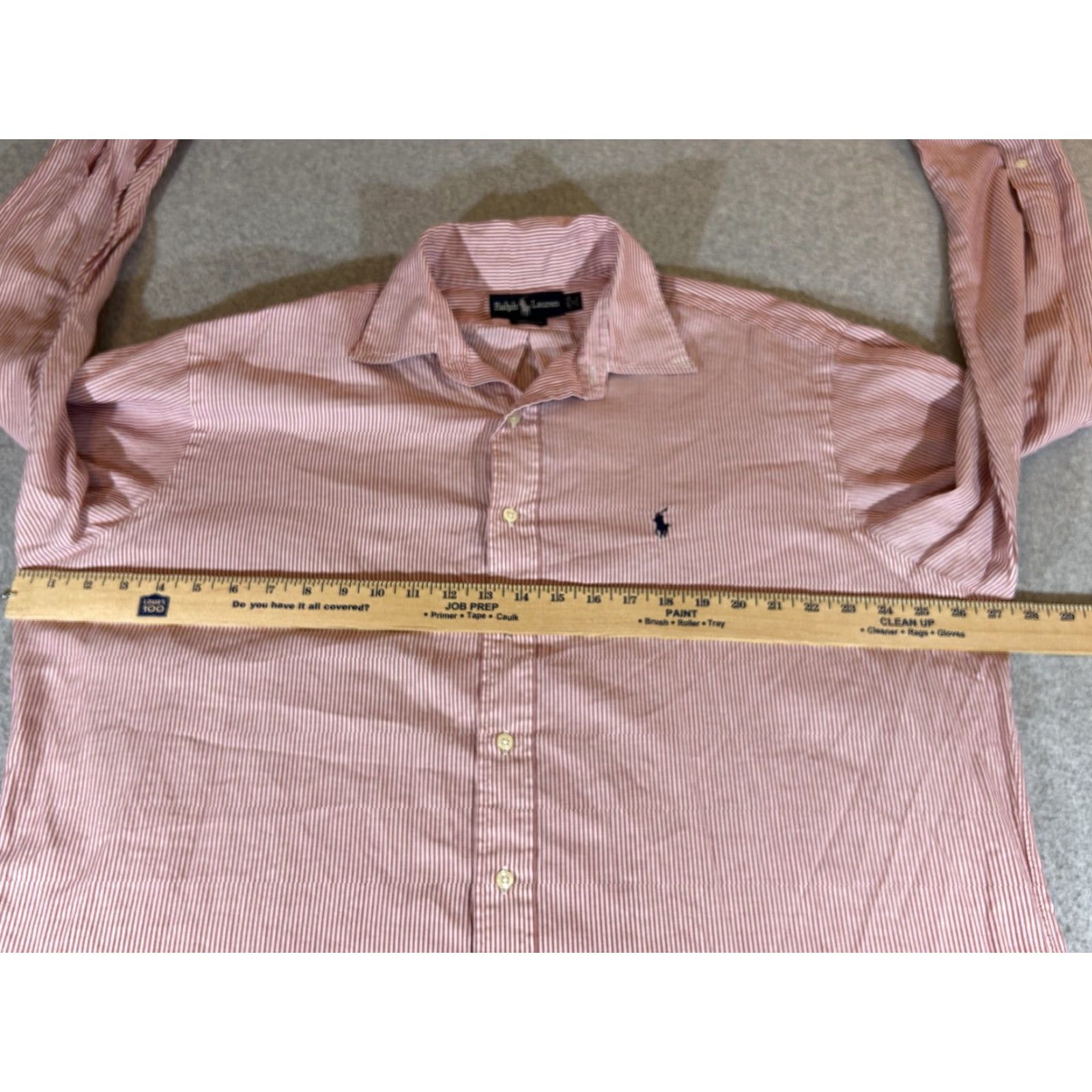 Ralph Lauren Ralph Lauren Dress Shirt Men XL Red Stripe Button-Down Collar 17 34/35 Classic Fit Yarmouth Poly Logo Size 46R - 3 Thumbnail