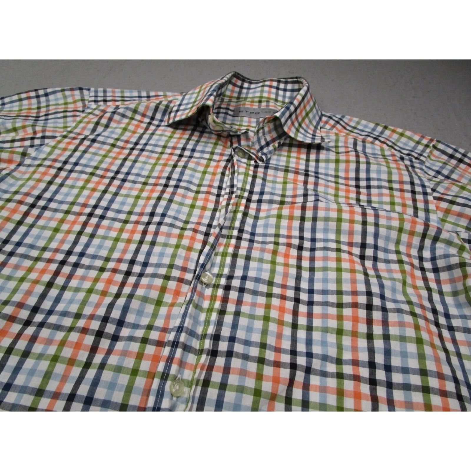 Etro ETRO Shirt Mens 40 Blue Check Long Sleeve Button-Up Casual Work Travel Made in Italy Size US L / EU 52-54 / 3 - 2 Thumbnail