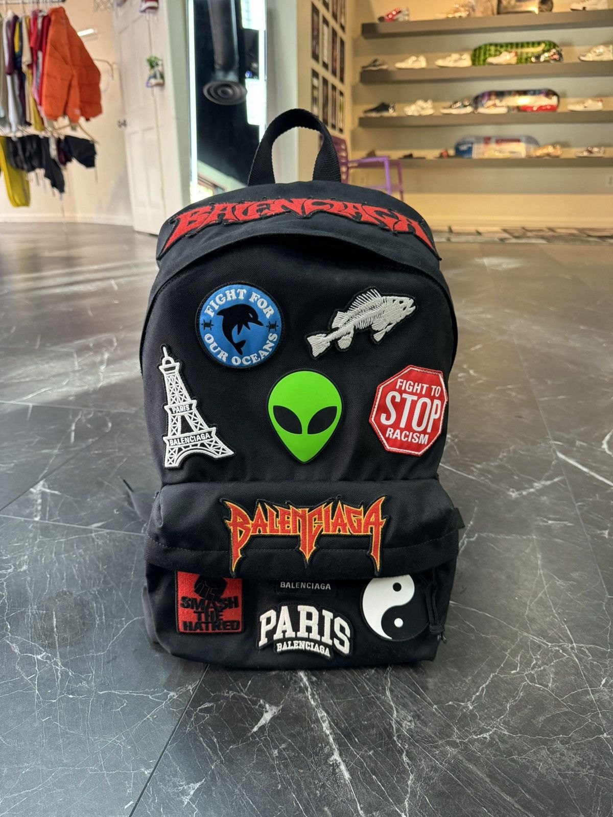 Balenciaga Multi-Patch Black Explorer Bookbag
