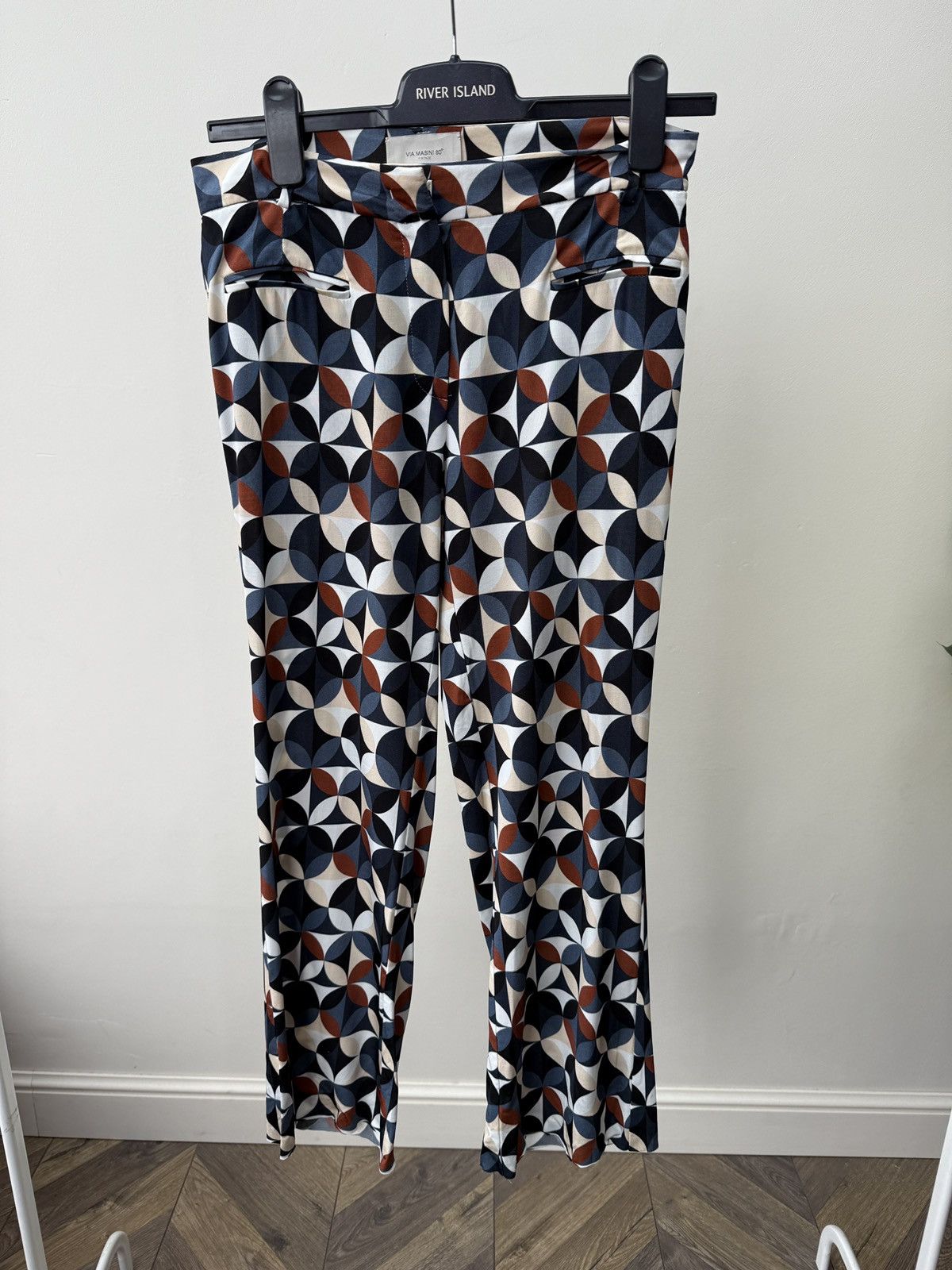 Other Vintage Via Masini 80 Firenze Women’s Flared Pants Geometric Size 27" / US 4 / IT 40 - 1 Thumbnail