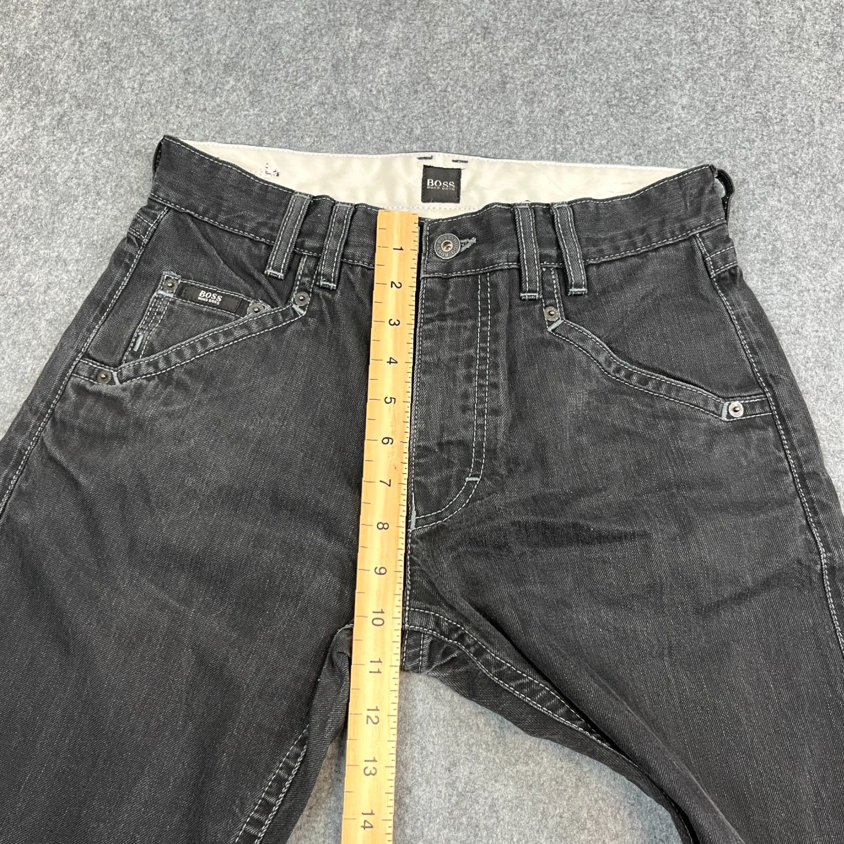 Hugo Boss HUGO BOSS Jeans Regular Straight 30 30 Denim Black Vintage Mens | 5-Pocket, Button, Logo, Dark Wash, Zip Closure, Cotton Size US 30 / EU 46 - 5 Thumbnail