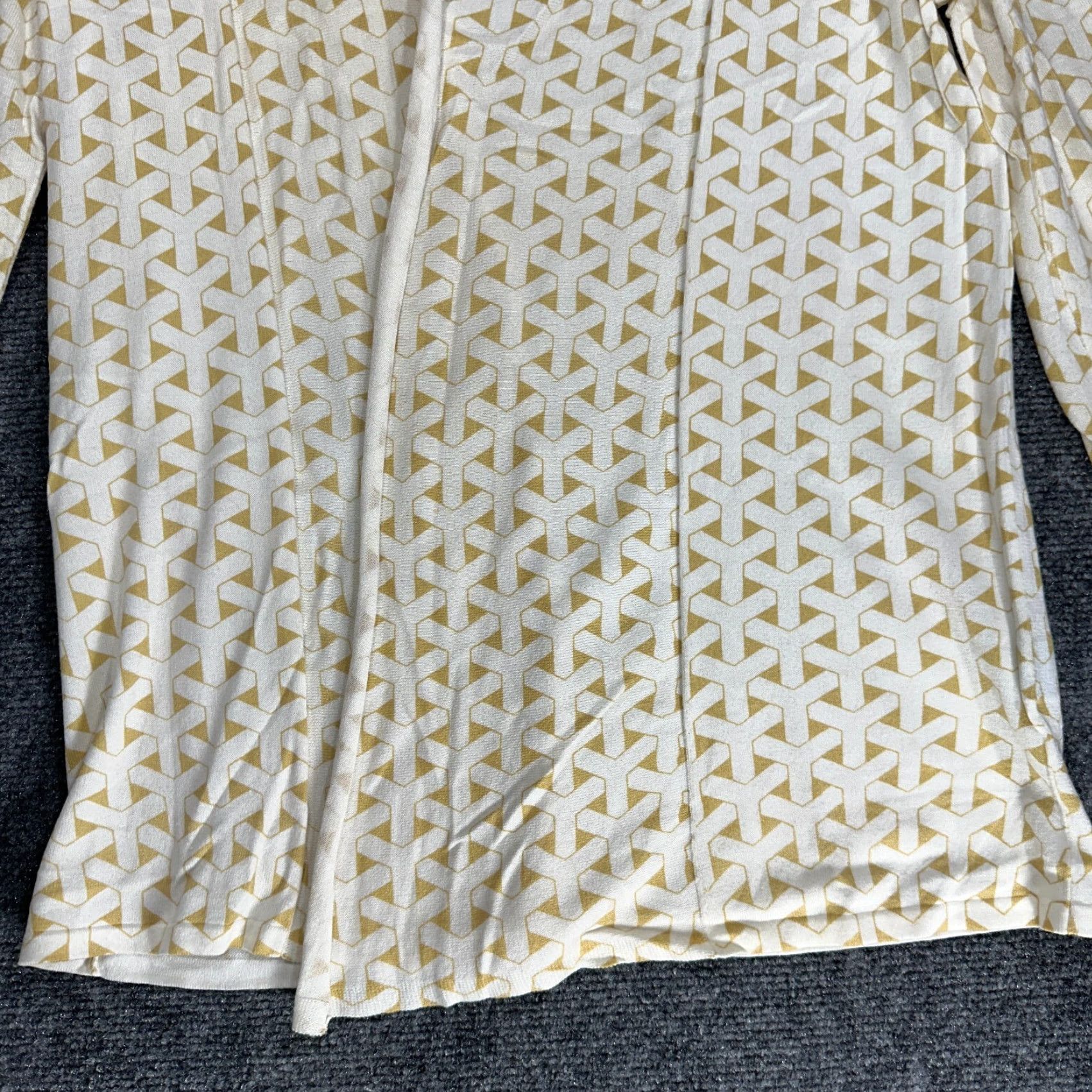 J.McLaughlin J. McLaughlin Sweater Womens XS Cardigan Open White Gold Print Cotton Knit V-Neck Long Sleeve Size XS / US 0-2 / IT 36-38 - 2 Thumbnail