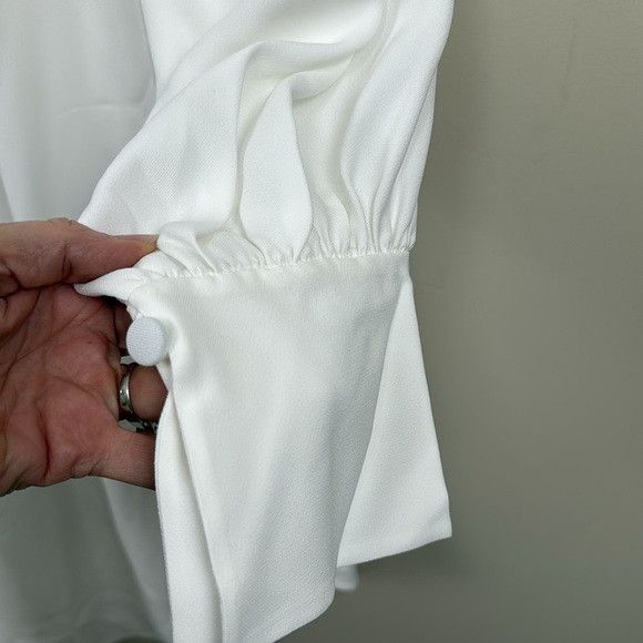 Chloe NEW CHLOE silk long sleeve white dress with ruffle neck Size M / US 6-8 / IT 42-44 - 15 Thumbnail