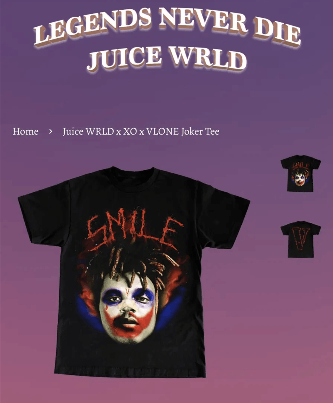 999 Club × Vlone × XO Juice WRLD XO Vlone Joker Tee Size US XXL / EU 58 / 5 - 3 Thumbnail