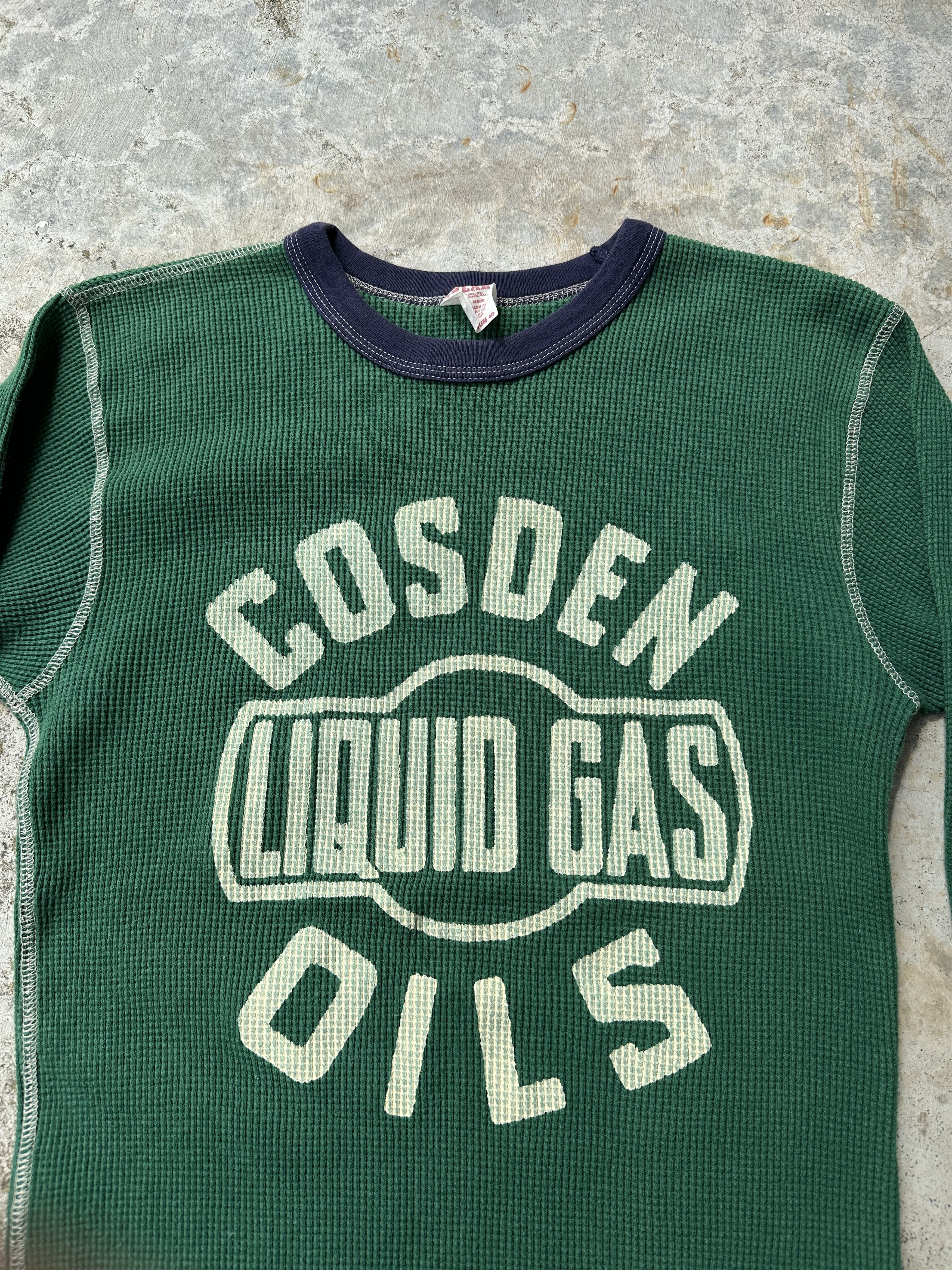 Vintage 2 TONES Power Wear Union Made USA Gas Oils Thermal tee Size US M / EU 48-50 / 2 - 2 Thumbnail