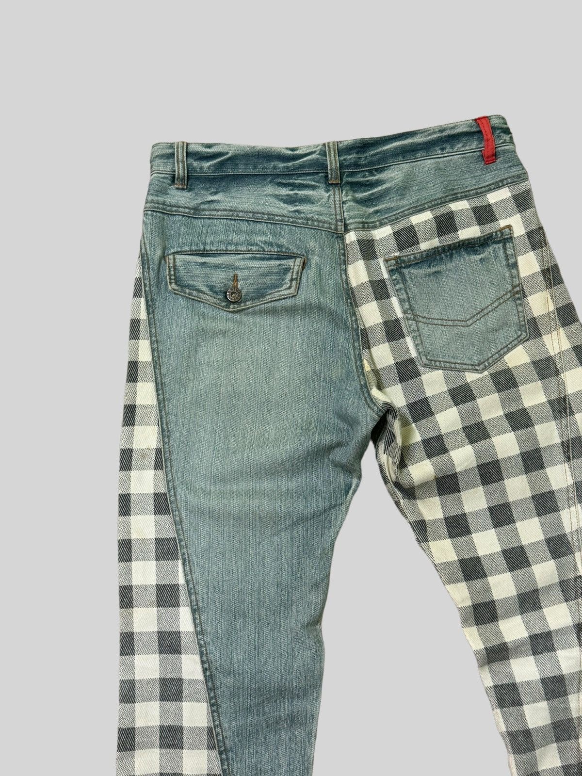 Japanese Brand VINTAGE CANTWO RECONSTRUCTED PLAIDS DENIM JEANS Size US 31 - 11 Thumbnail