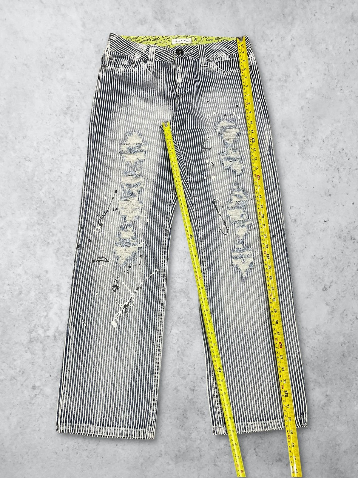 Japanese Brand Vintage Y2k Japanese Punk Paint Splatter Hickory Baggy Jeans Size US 31 - 13 Thumbnail