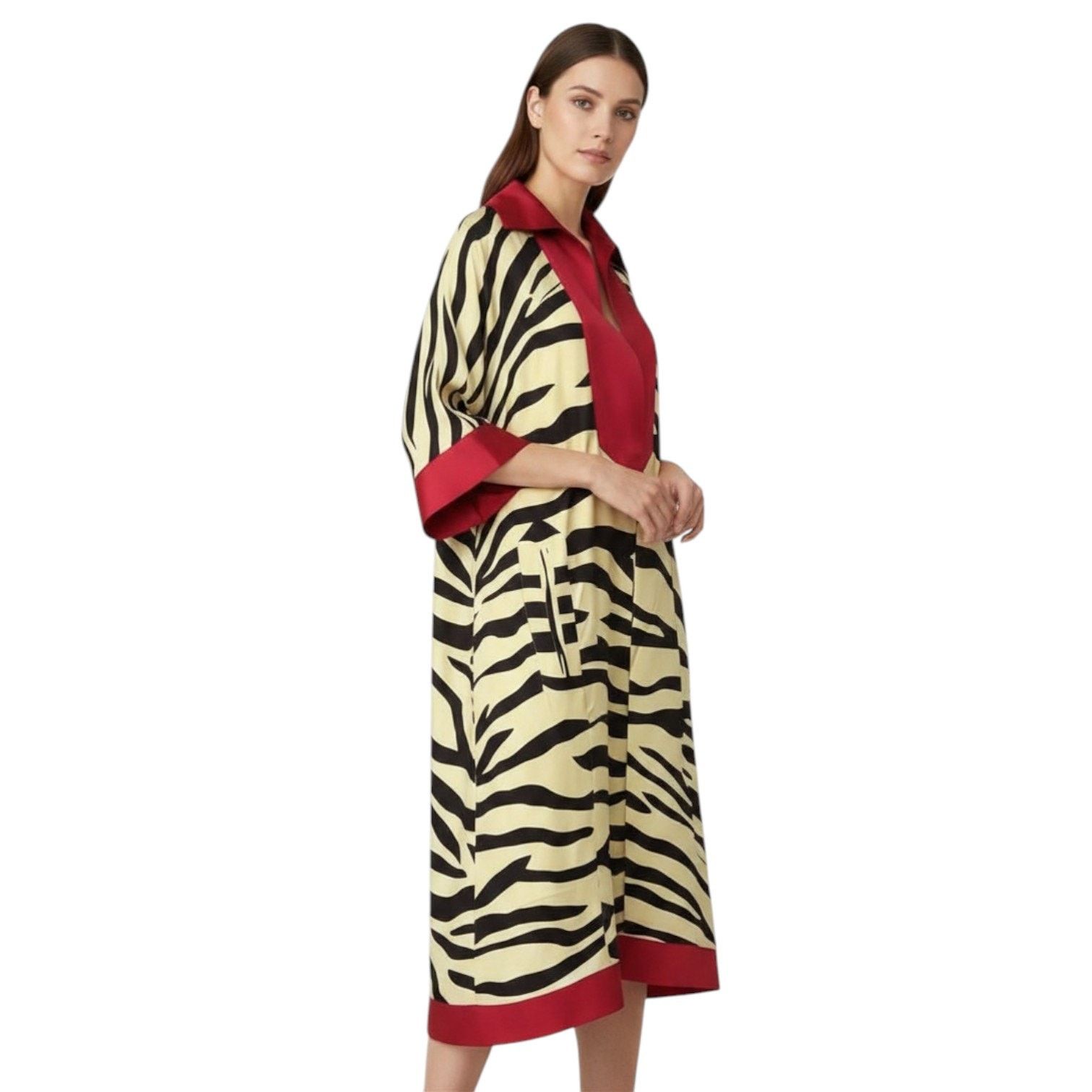 Gucci Gucci Red Striped 100% Silk Loungewear Dress, S/IT40 Size S / US 4 / IT 40 - 7 Thumbnail