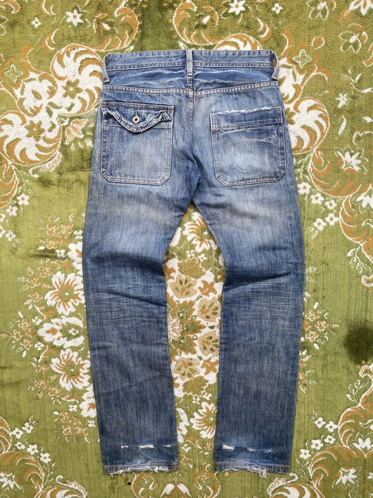 Japanese Brand 2000s R.Newbold Distressed Blue Denim Pants | Vkei Style Size US 31 - 6 Thumbnail