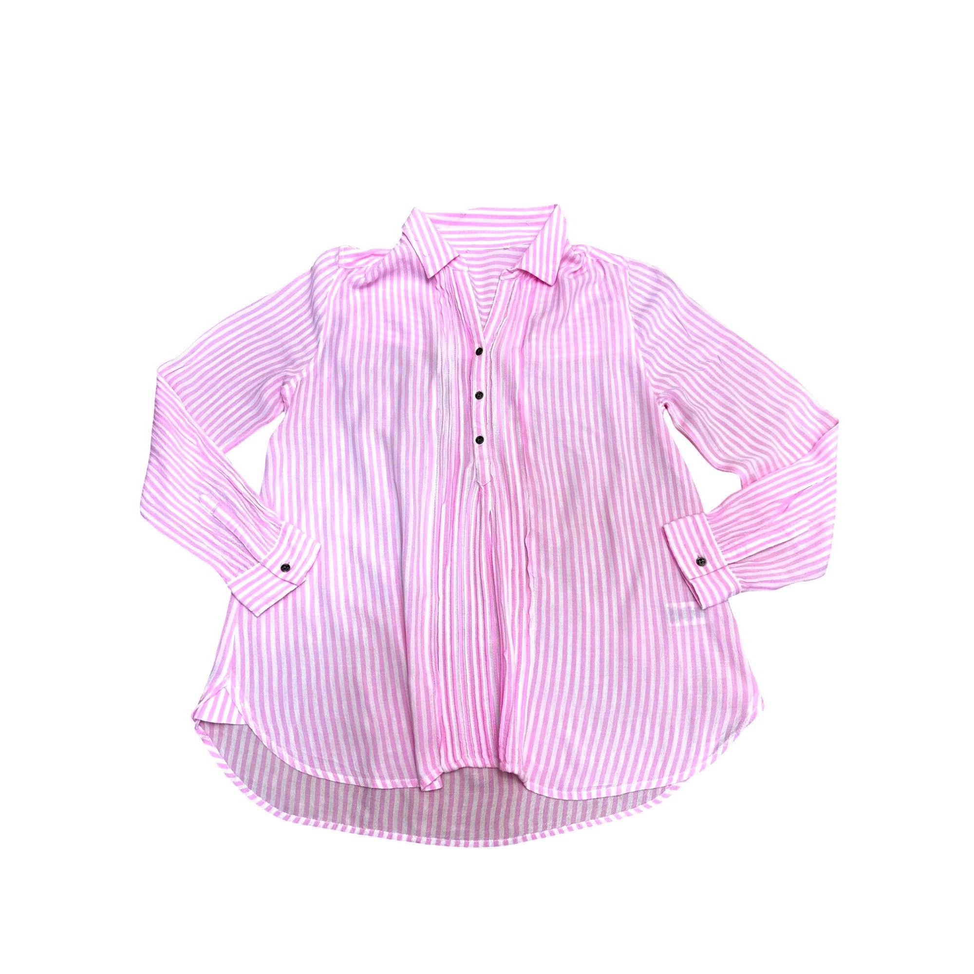 Other CCC Luxurious Cozy Fabrics Pink White Striped Long Sleeve Bu Size M / US 6-8 / IT 42-44 - 7 Thumbnail