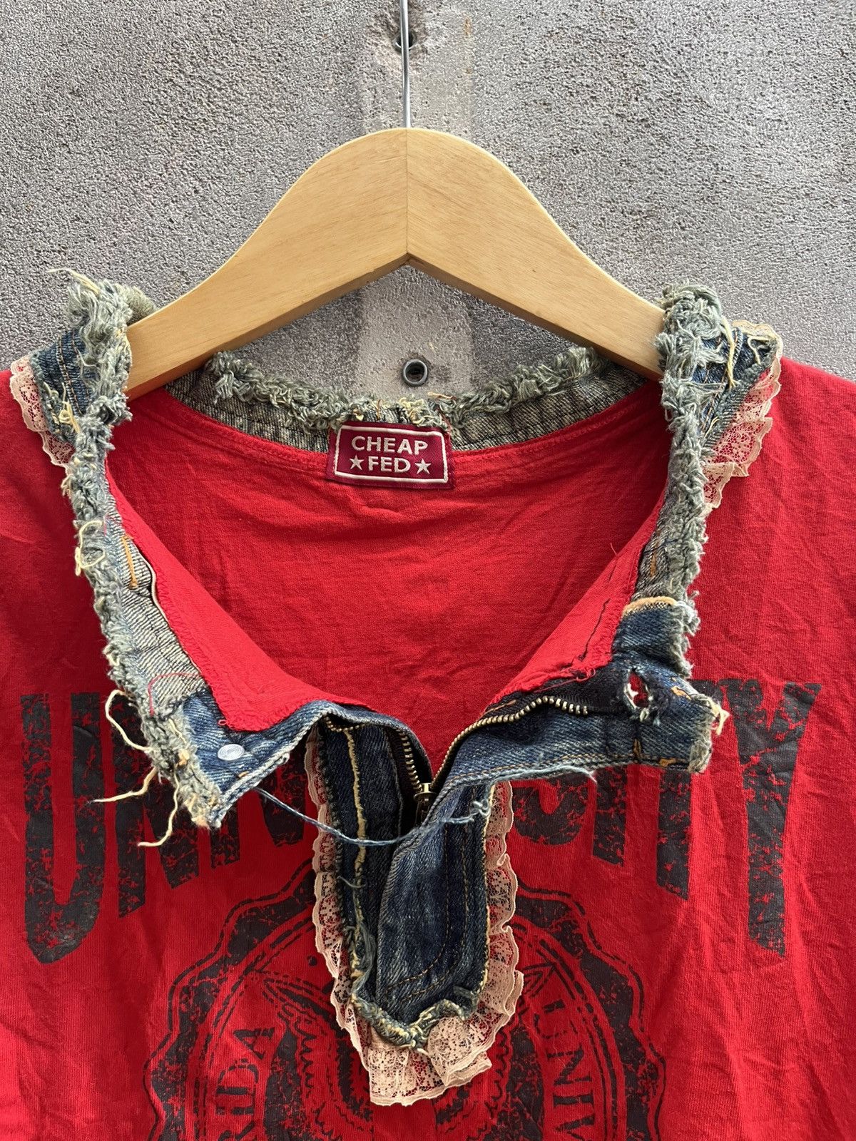 Handmade CHEAP★FED★ College Grunge Top – Japan Punk Y2K Size US XS / EU 42 / 0 - 10 Thumbnail