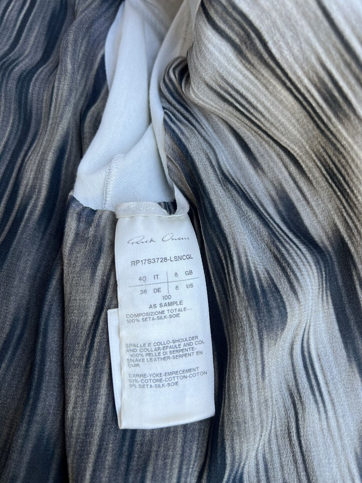 Rick Owens Rick Owens Sample Walrus SS17 Snake Leather Silk Blouse Size S / US 4 / IT 40 - 15 Thumbnail