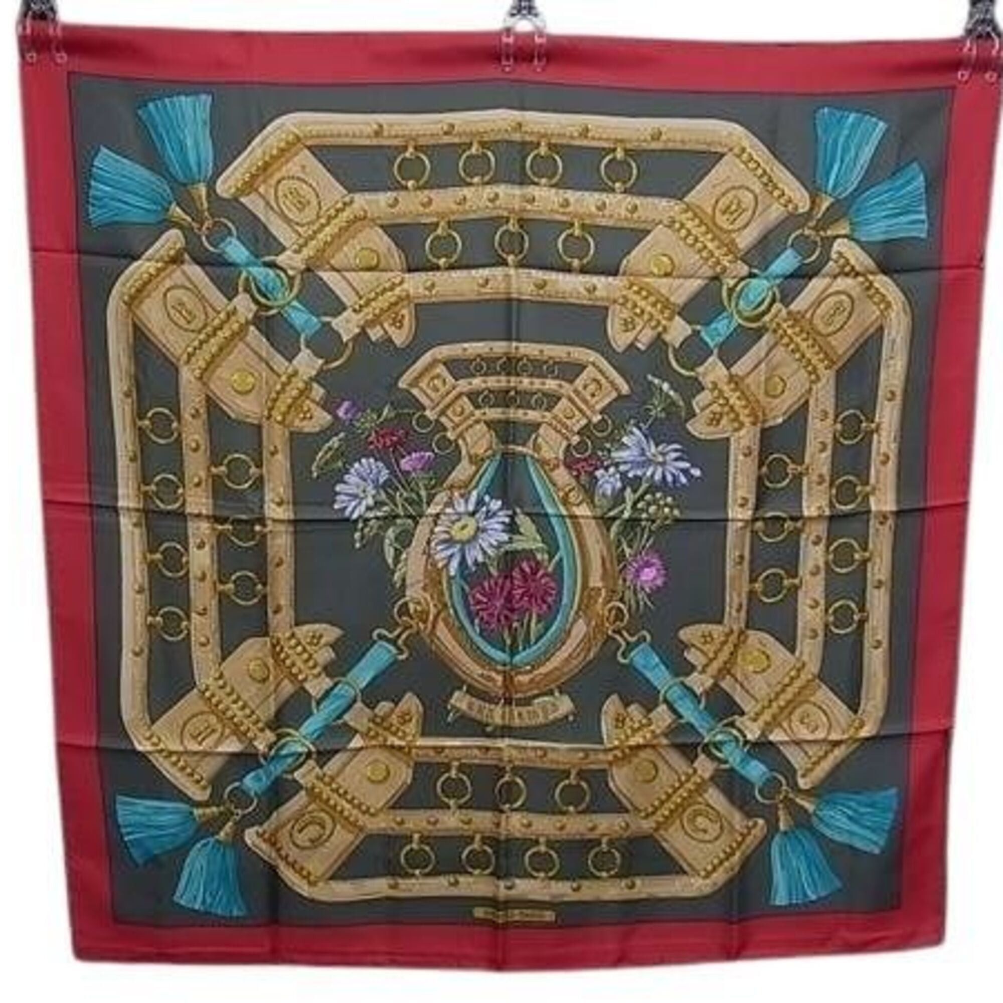 Hermes Hermes Large Scarf/Muffler Carre 90 Multicolor Silk Women's AUX CHAMPS Field Size ONE SIZE - 1 Thumbnail