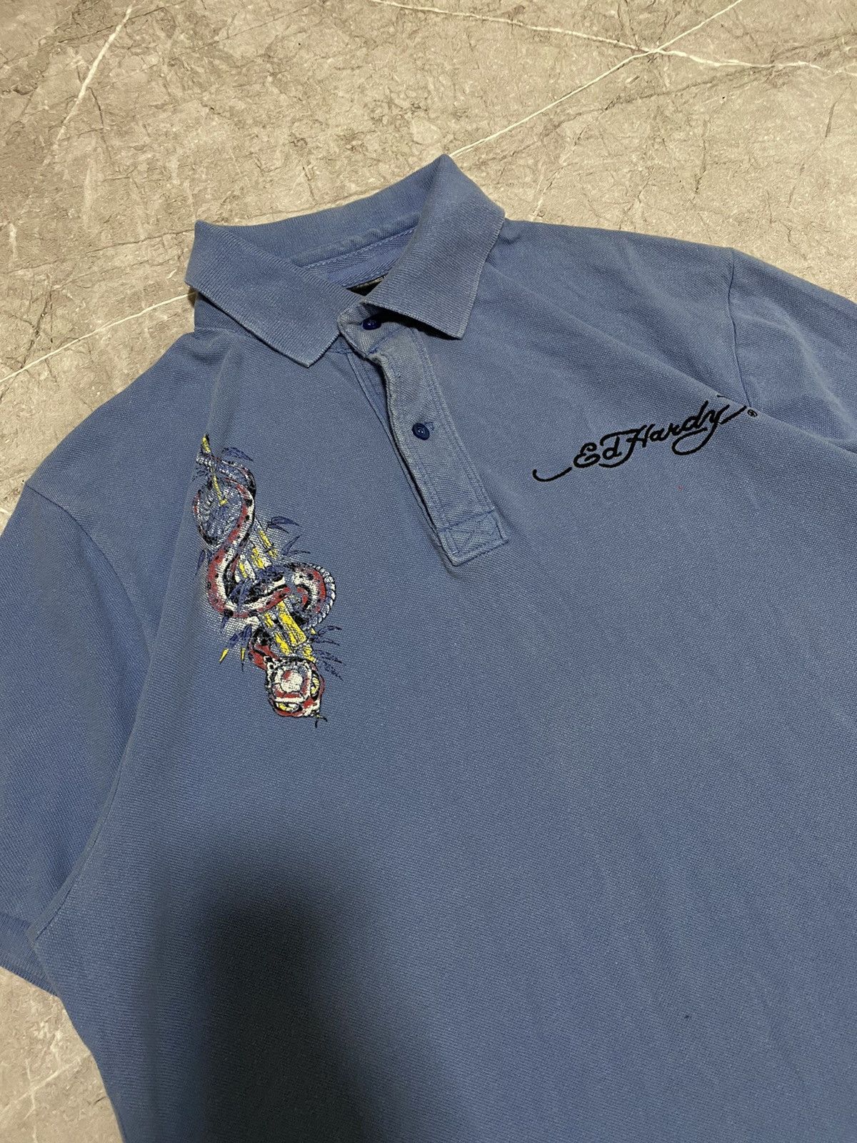 Christian Audigier × Ed Hardy × Vintage Vintage Y2K Ed Hardy By Christian Audigier Big Logo Polo Size US XXL / EU 58 / 5 - 10 Thumbnail
