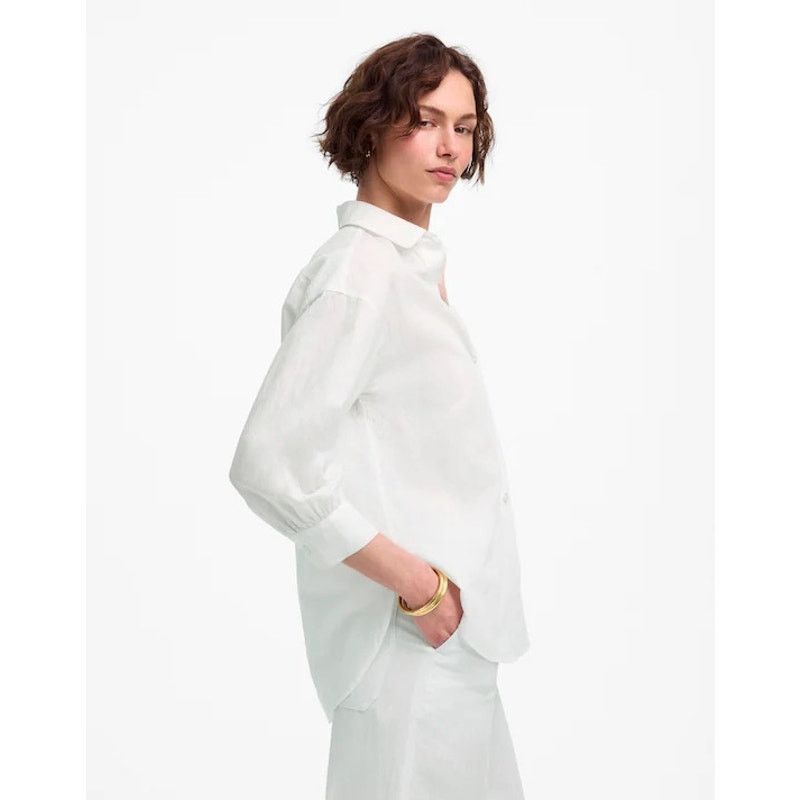 Madewell NWT Madewell Shirred Button-Up Shirt in Linen-Cotton Size M Size M / US 6-8 / IT 42-44 - 2 Thumbnail