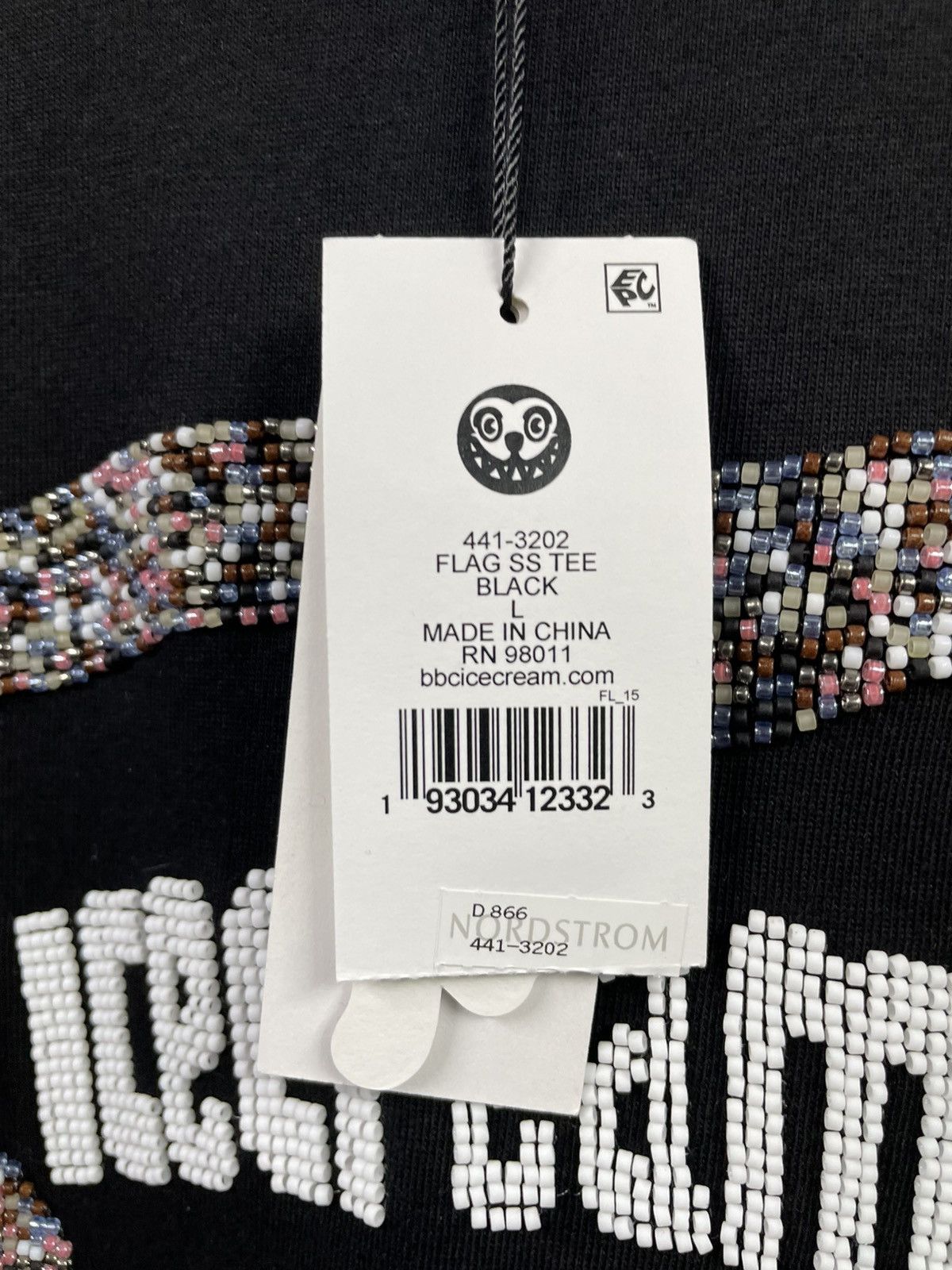 Icecream Ice Cream Flag Bead Logo Black T-Shirt Large Size US L / EU 52-54 / 3 - 6 Thumbnail