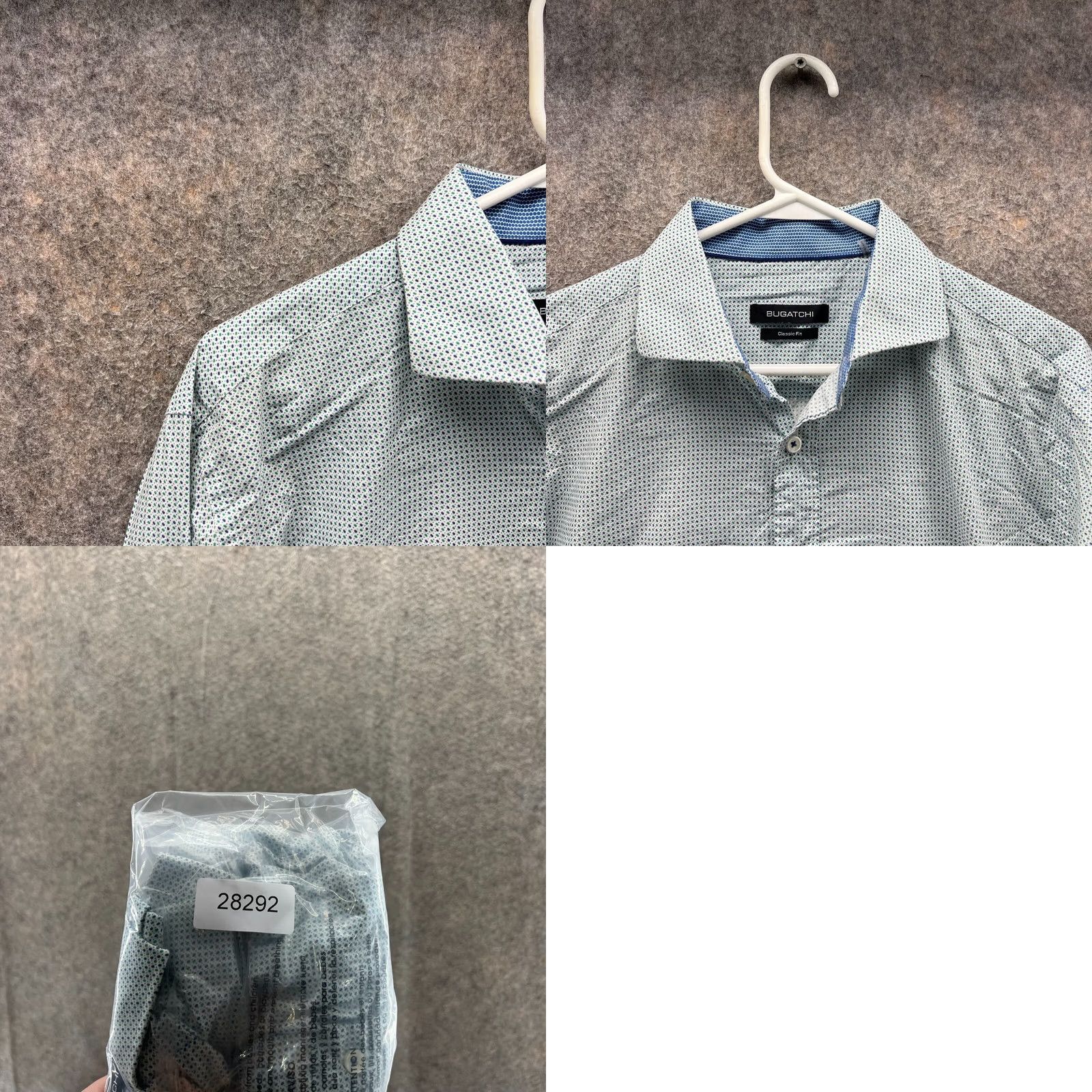 BUGATCHI VINTAGE Bugatchi Uomo Shirt Men Medium Blue White Button Down Classic Fit Polka Dots Size US M / EU 48-50 / 2 - 9 Thumbnail