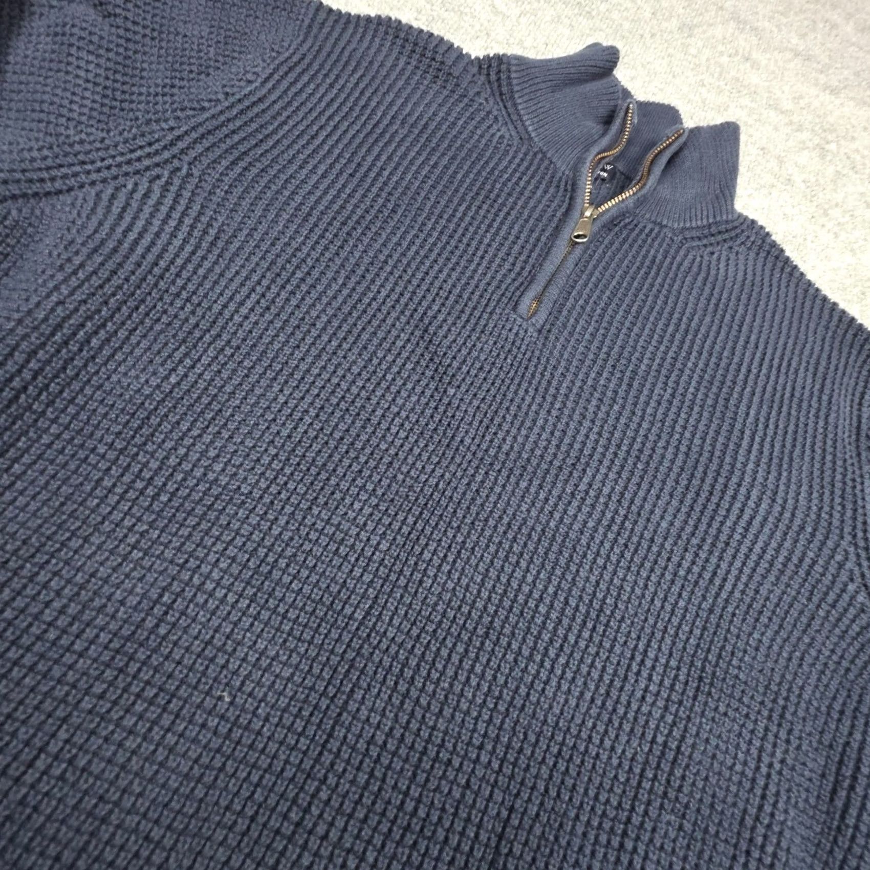 J.Crew J.CREW Mens XL Blue Long Sleeve Pullover Sweater Oarsman Half Zip Waffle Knit Size US XL / EU 56 / 4 - 2 Thumbnail