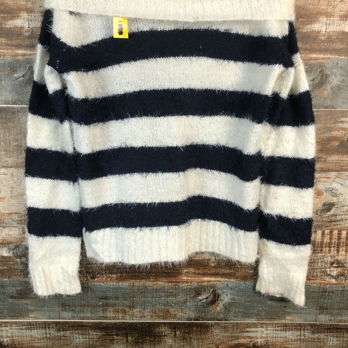 Homespun Knitwear × Japanese Brand × OVER THE STRiPES DLL Leah Matin BlueStripe Turtle Neck Knitwear #C041 Size M / US 6-8 / IT 42-44 - 6 Thumbnail