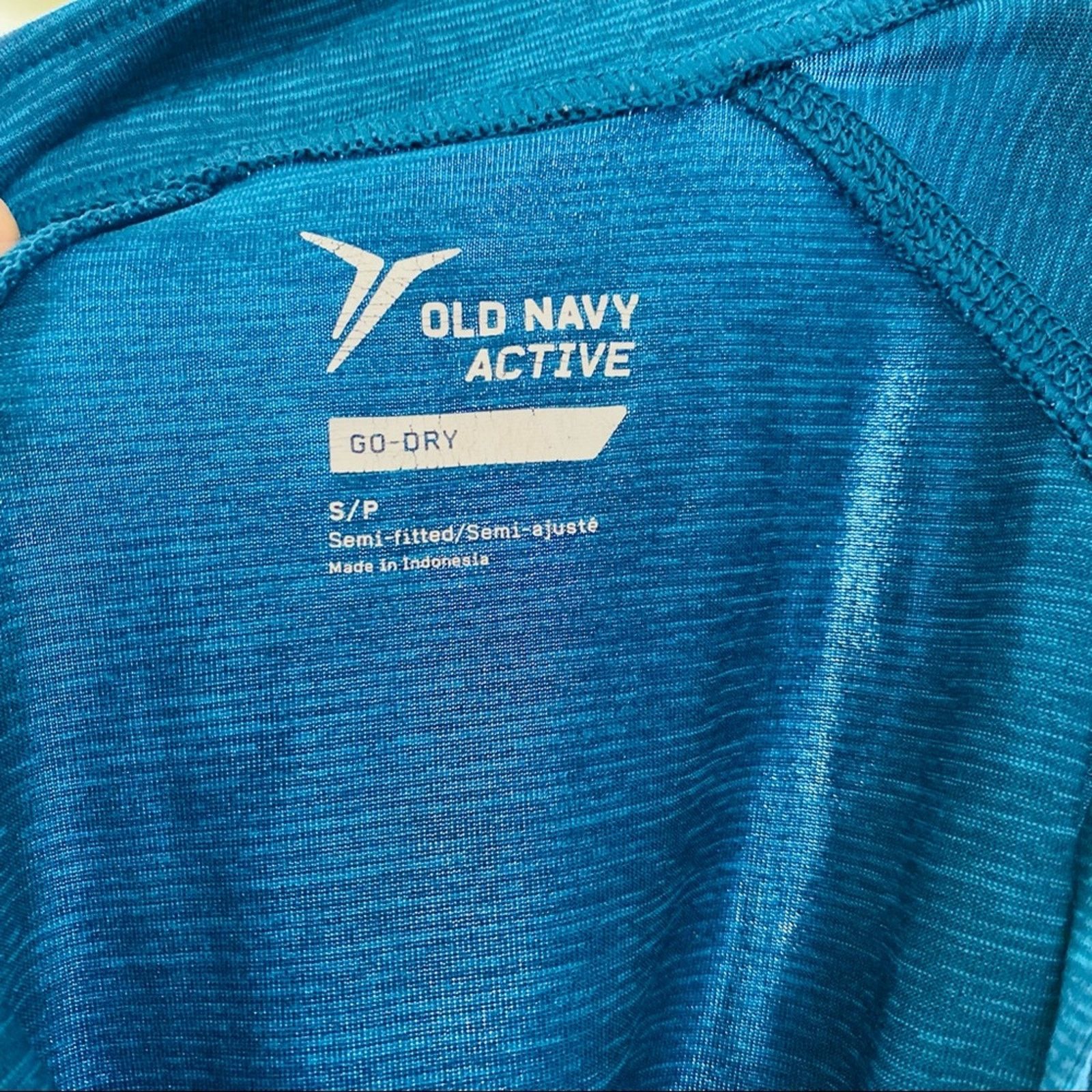 Old Navy OLD NAVY ACTIVE Navy Blue Stripe Zip Tight Sweater Shirt Gym Size S / US 4 / IT 40 - 6 Thumbnail