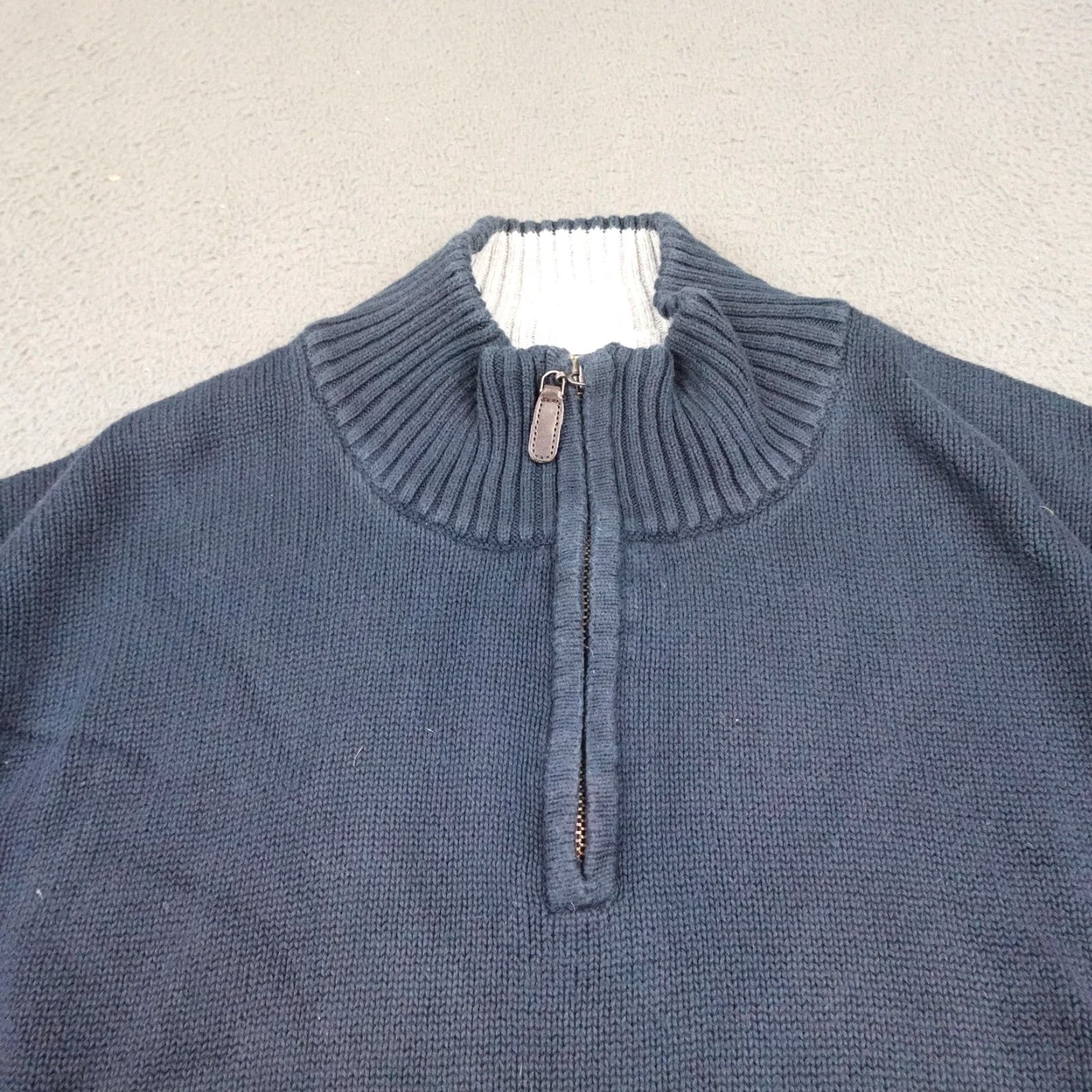 Vintage L.L. Bean Sweater Mens 2XL Navy Blue Quarter Zip Pullover Cotton Knit Outdoors Size US XXL / EU 58 / 5 - 4 Thumbnail