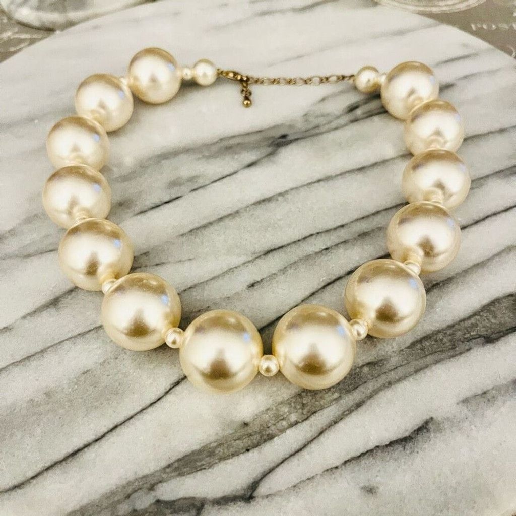 Jewelry Chunky Faux Pearl Beaded Necklace Cream Size ONE SIZE - 2 Thumbnail