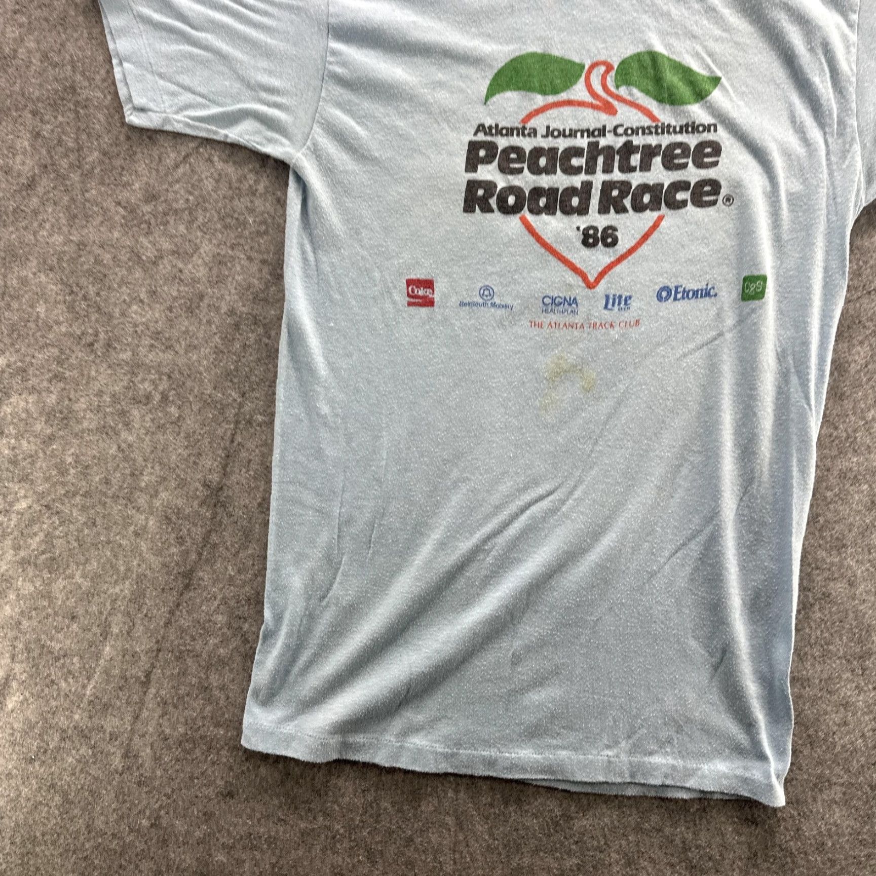 Vintage VINTAGE Peachtree Road Race Shirt Mens Medium Blue 1986 Atlanta Running Graphic Size US M / EU 48-50 / 2 - 4 Thumbnail