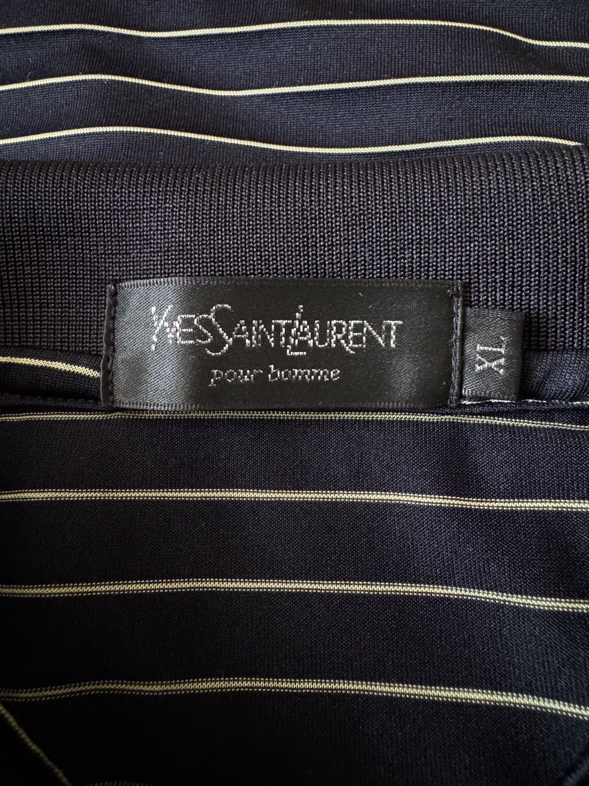 Yves Saint Laurent 🔥🔥 Vintage Yves Saint Laurent Silk Striped Polo Shirt Size US XL / EU 56 / 4 - 5 Thumbnail