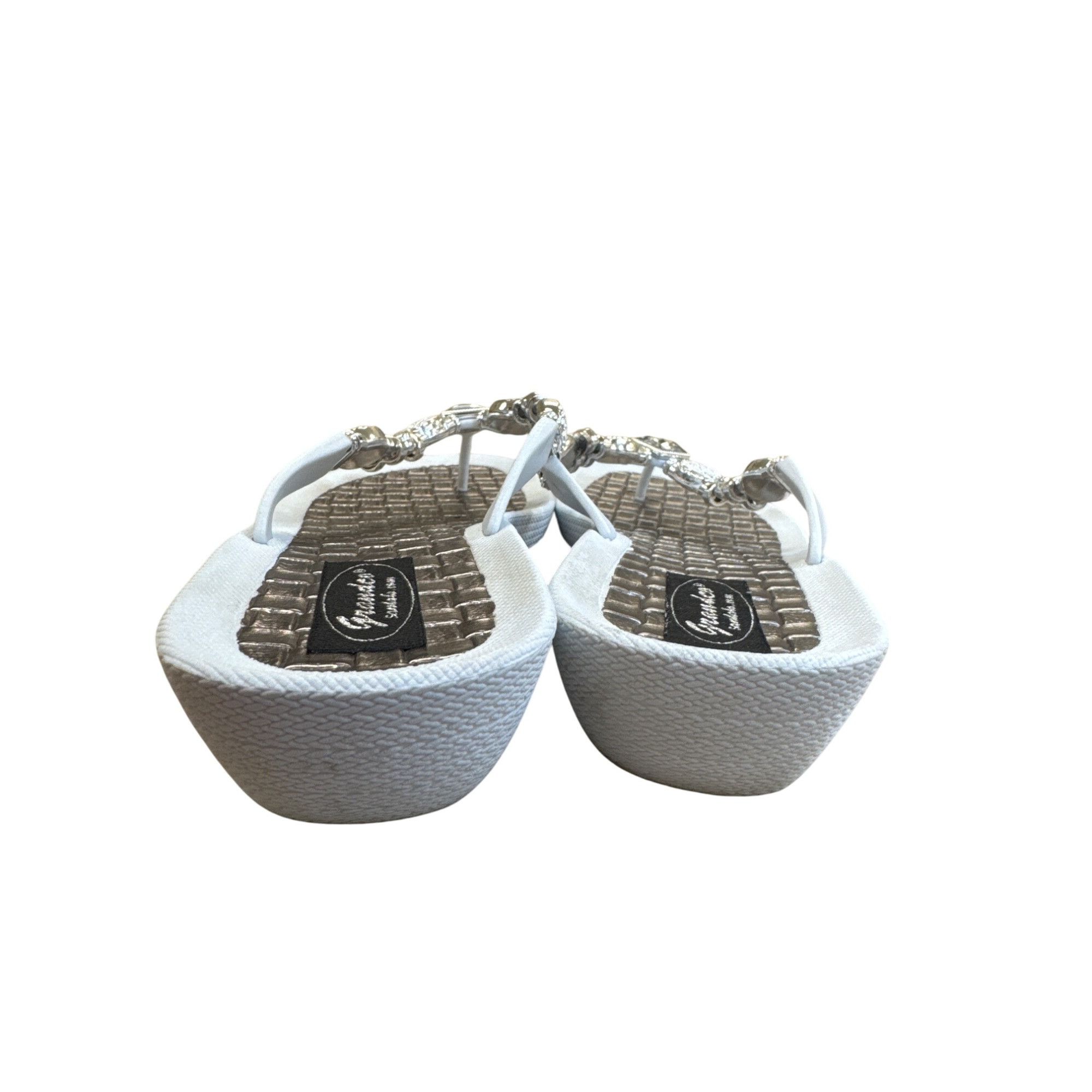 Other Grandco Womens White Bejeweled Sandals Size 10 SKU 8221 Size US 10 / IT 40 - 5 Thumbnail