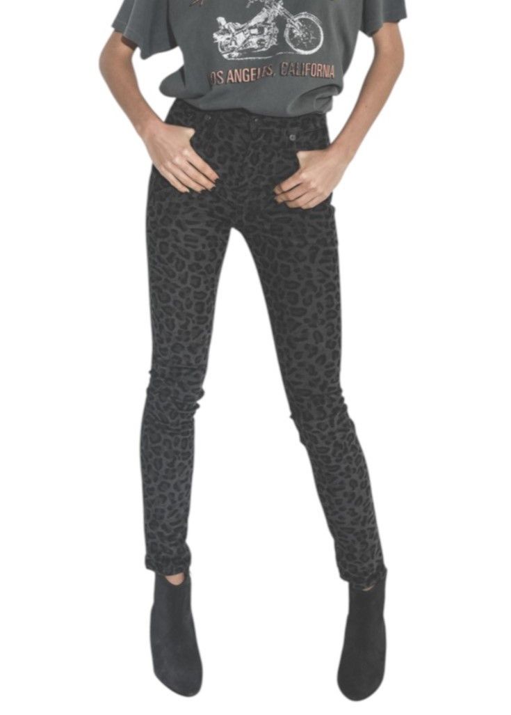 R13 HIGH RISE SKINNY 27 Leopard Corduroy Grey Trousers 85836 Size 27" / US 4 / IT 40 - 1 Thumbnail