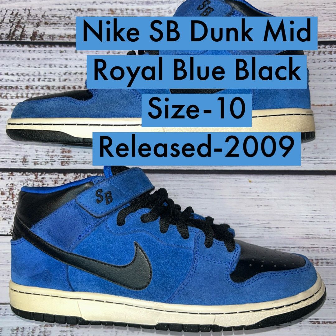 Nike SB Dunk Mid Royal Blue Black Sz-10 replacement box