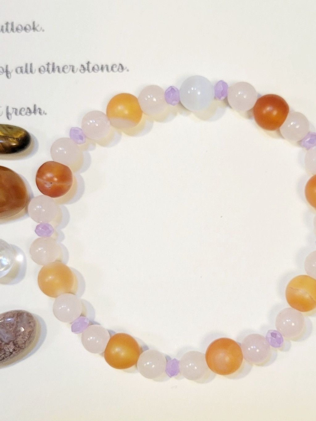 Handmade Gemstone Beaded Intent Bracelet With Crystals & Card 7" Size ONE SIZE - 2 Thumbnail