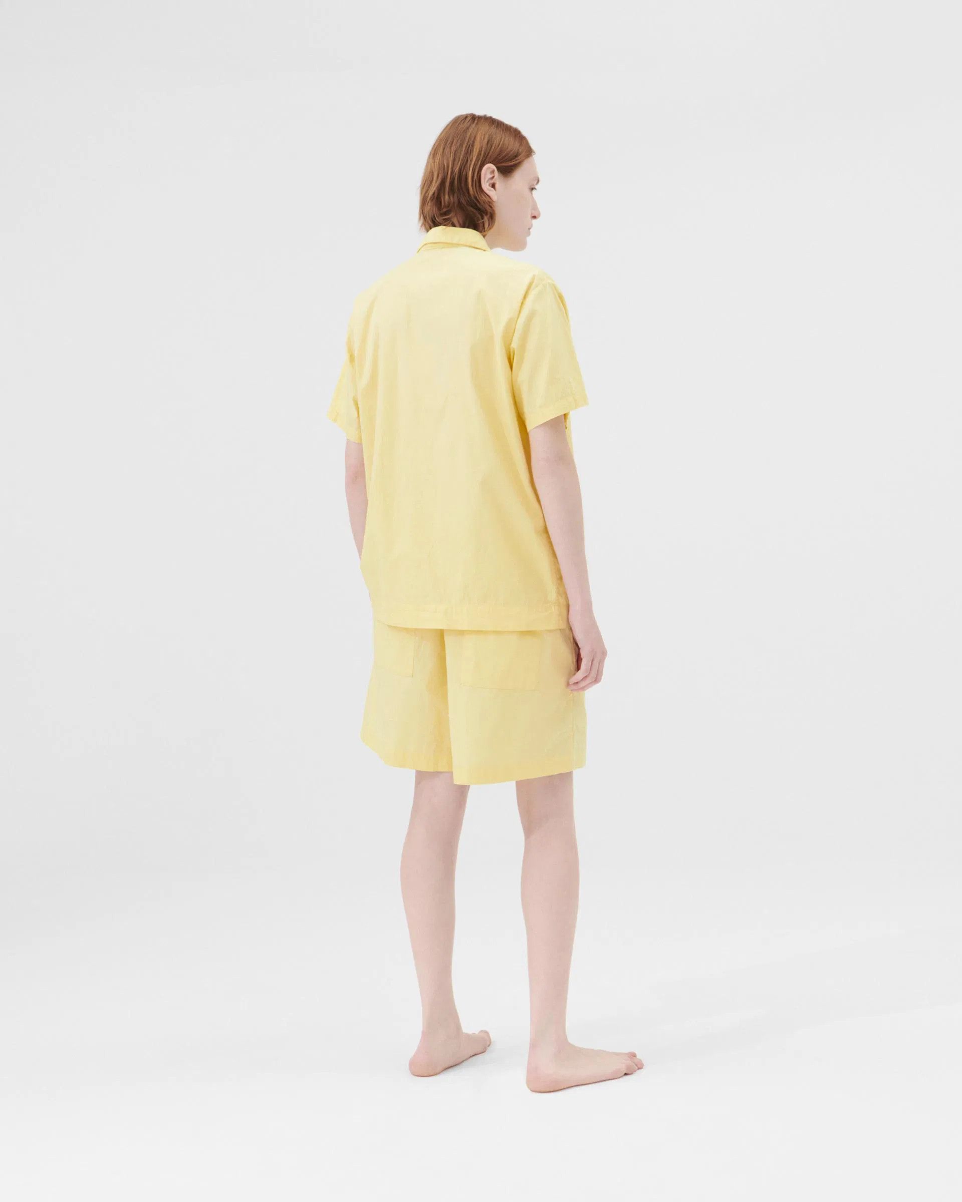 Tekla o1mle0525 Unisex Poplin Short Sleeve Shirt in Lemonade Size XS / US 0-2 / IT 36-38 - 4 Thumbnail