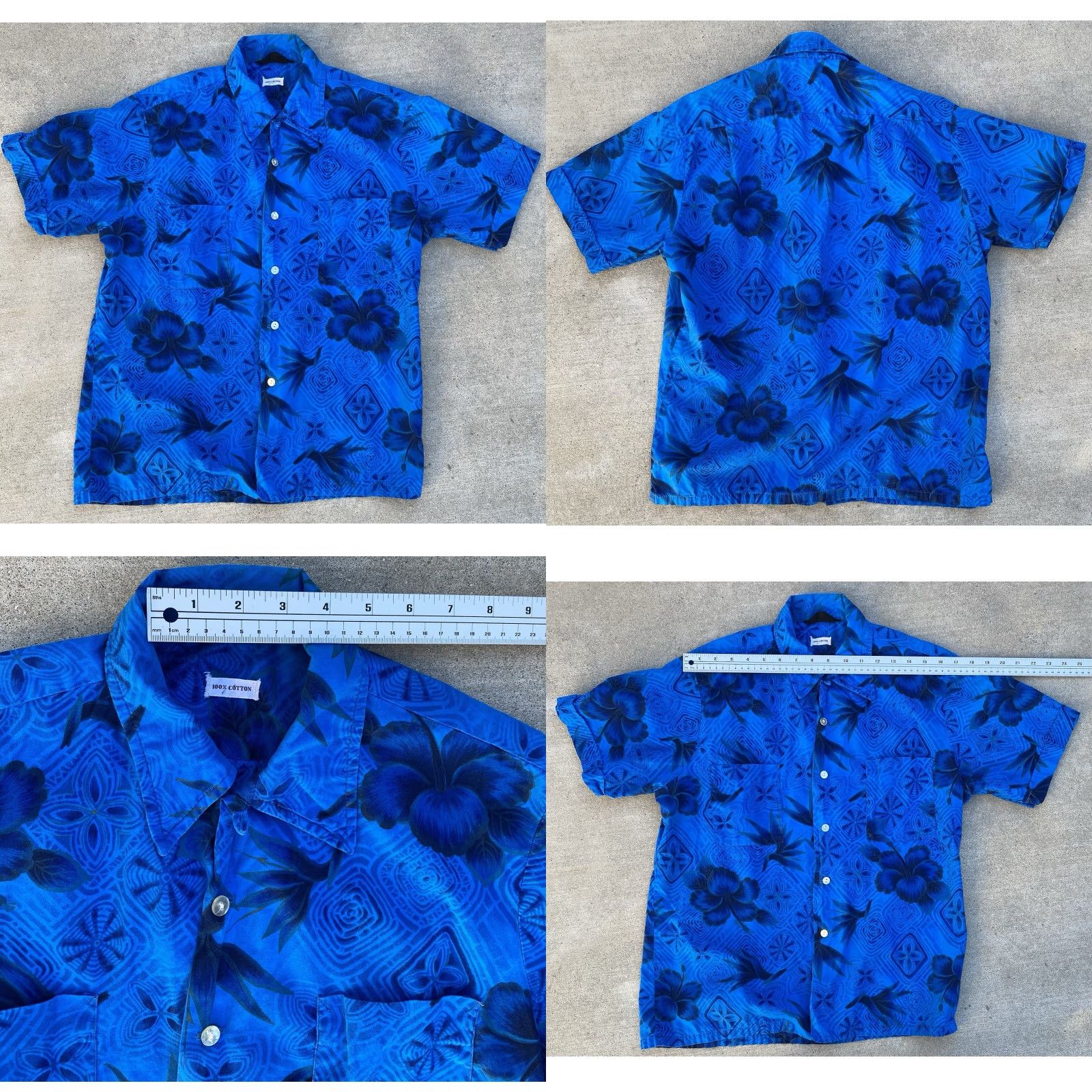 Sears VINTAGE Sears Hawaiian Shirt Blue Floral Tiki Aloha Cotton Short Sleeve Mens M Size US M / EU 48-50 / 2 - 10 Thumbnail