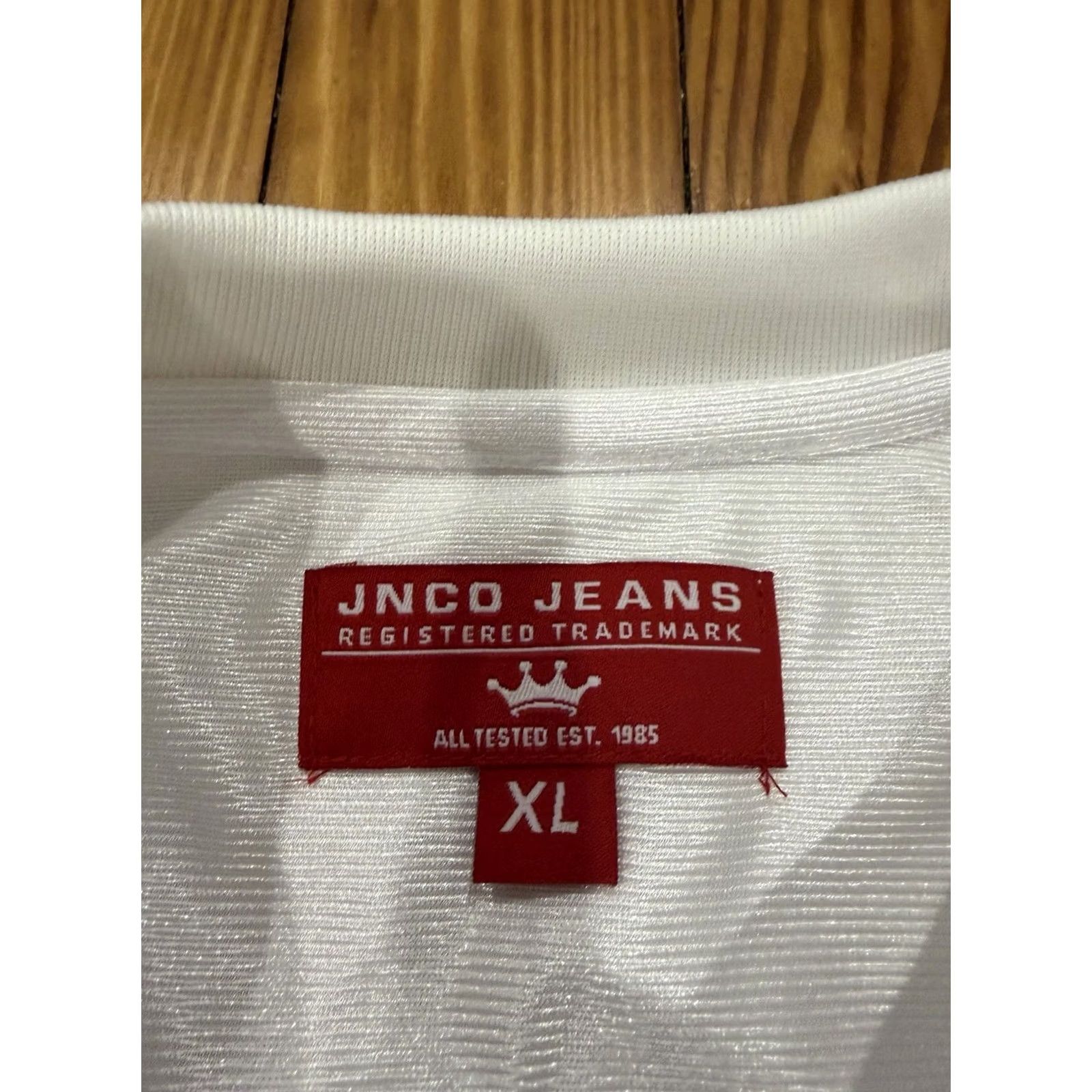 JNCO VINTAGE JNCO T-Shirt Shirt Men XL White 90s Grunge Hip Hop Tiger Jersey Polyester White Mens XL Size US XL / EU 56 / 4 - 3 Thumbnail