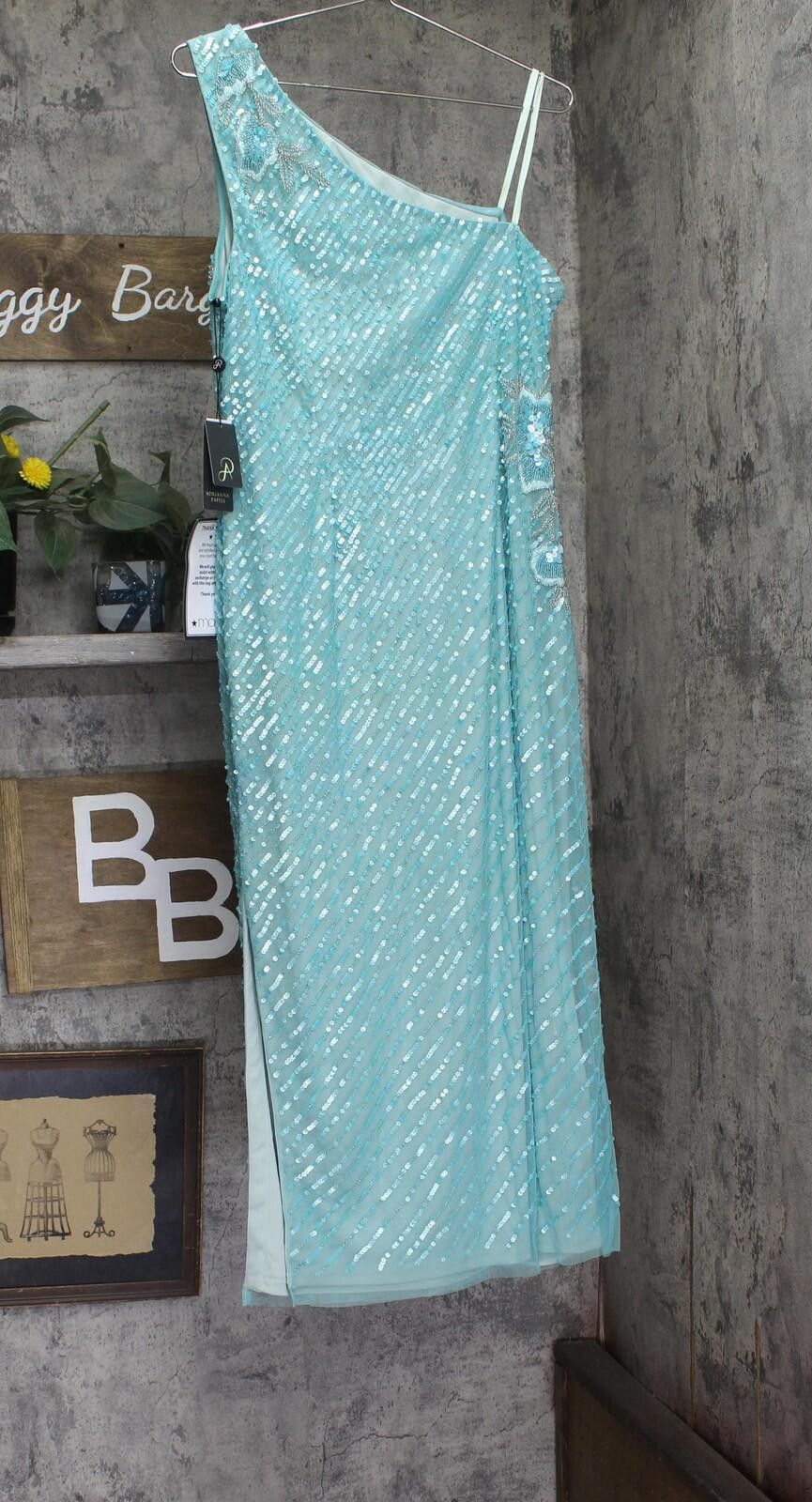 Other Nwt Adrianna Papell One Slit Dress Gown Aqua Luster Blue 14 Size XL / US 12-14 / IT 48-50 - 2 Thumbnail