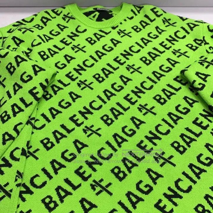 Balenciaga Balenciaga Neon Logo Long Sleeve Knit Sweater. Size US S / EU 44-46 / 1 - 7 Thumbnail