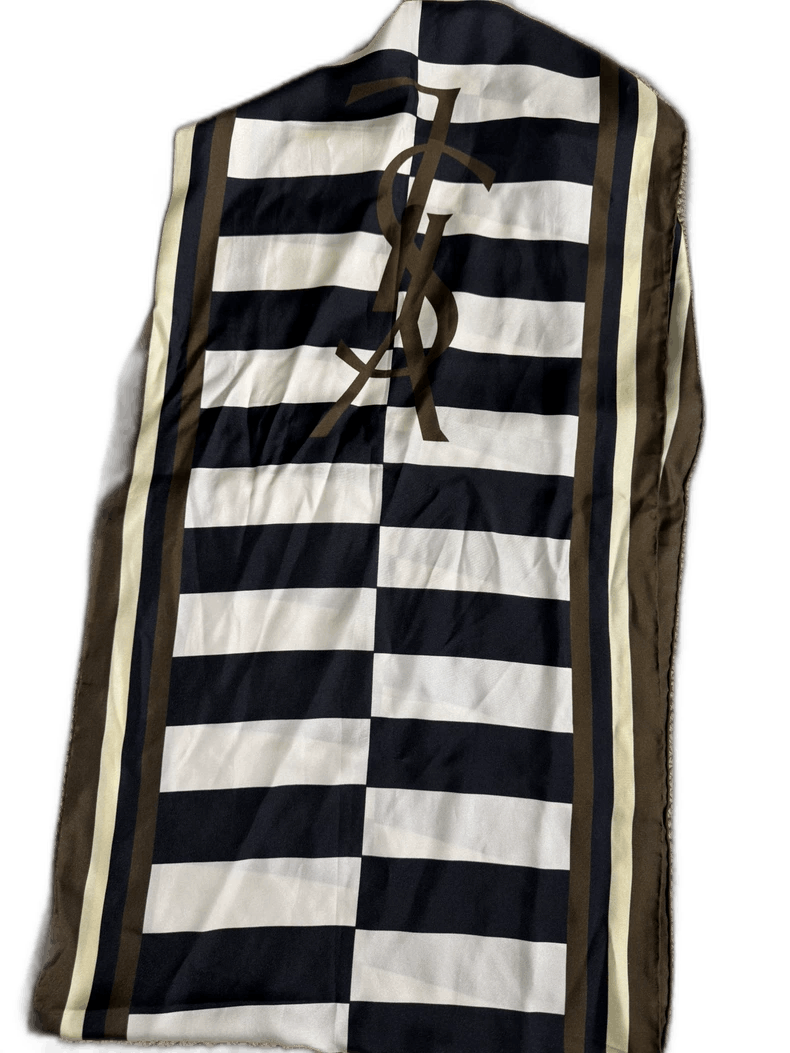 YSL Scarf with Black and White Stripes