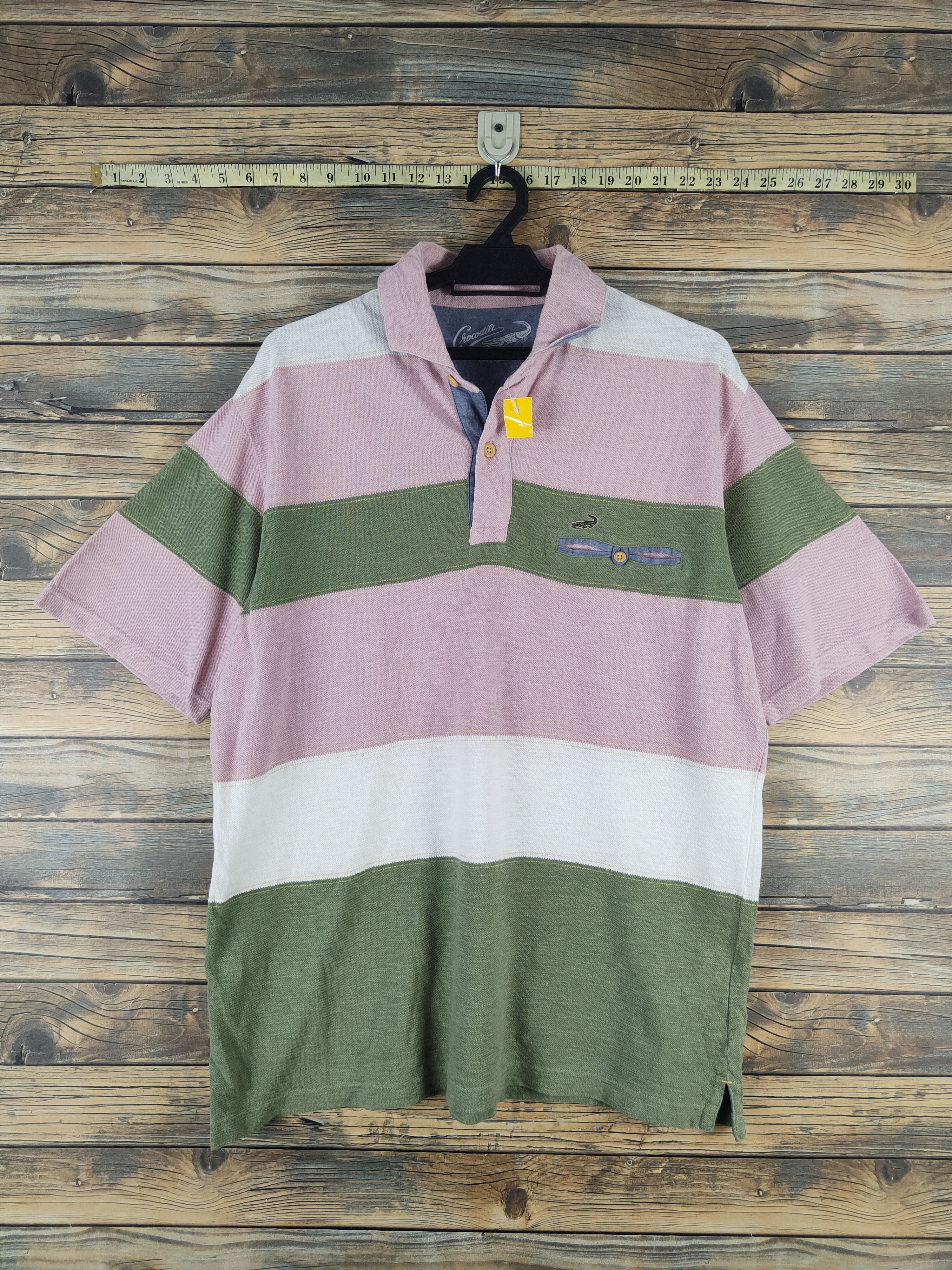 DL Crocodile Pink Green Stripe Polos #2744