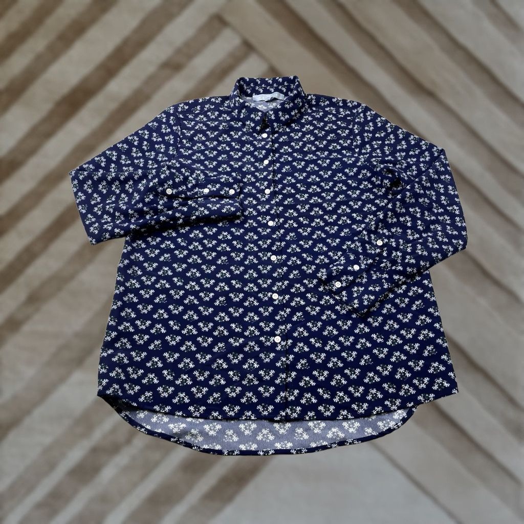 Vintage Hill House Shirt Women Small Blue Floral Long Sleeve Collared Button-Down Blouse Size S / US 4 / IT 40 - 1 Thumbnail