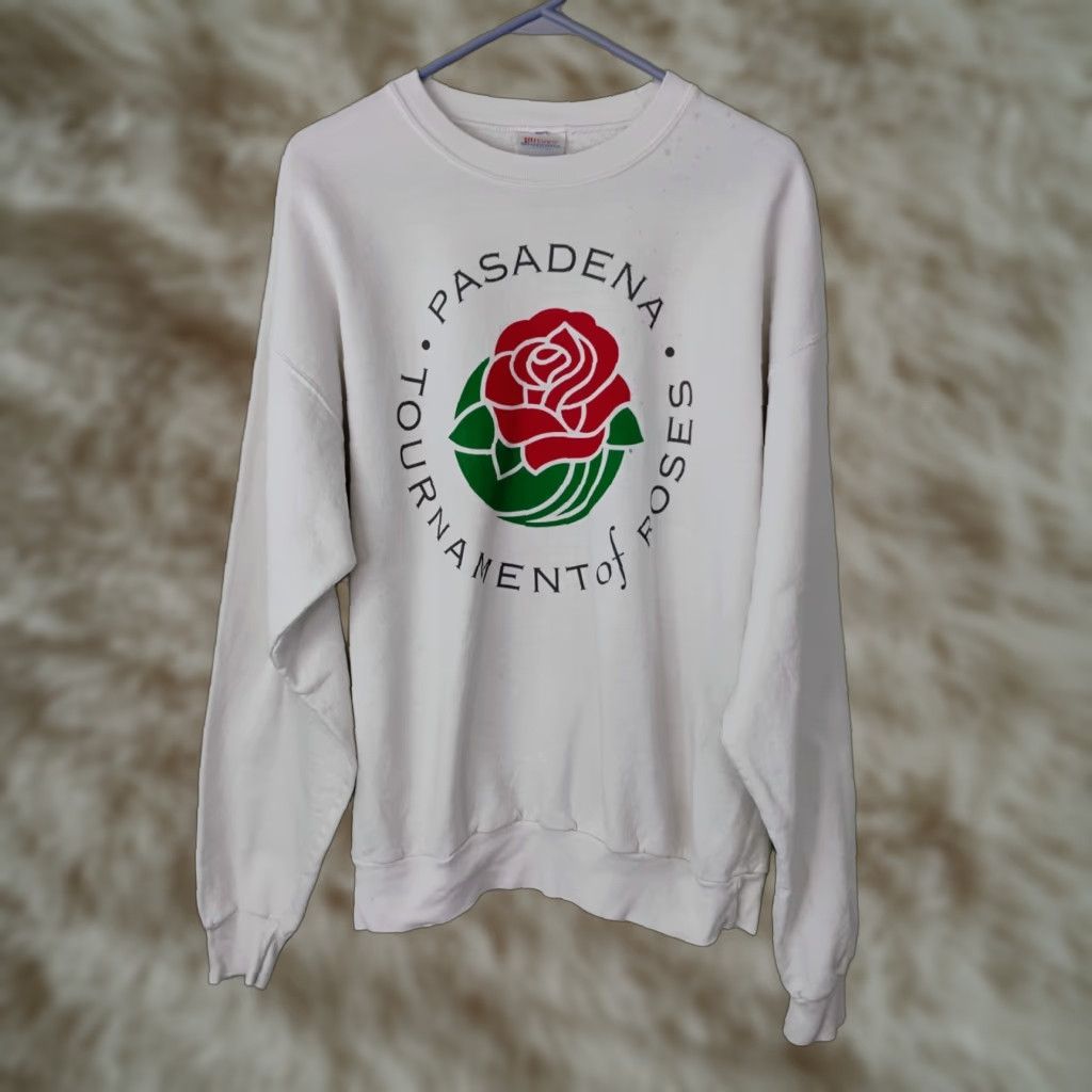 Hanes VINTAGE Hanes Sweatshirt California Pasadena Tournament Of Roses White L Sweatshirt Unisex Adults Regular Crew Neck Long Sleeve Graphic Print Size US L / EU 52-54 / 3 - 1 Thumbnail