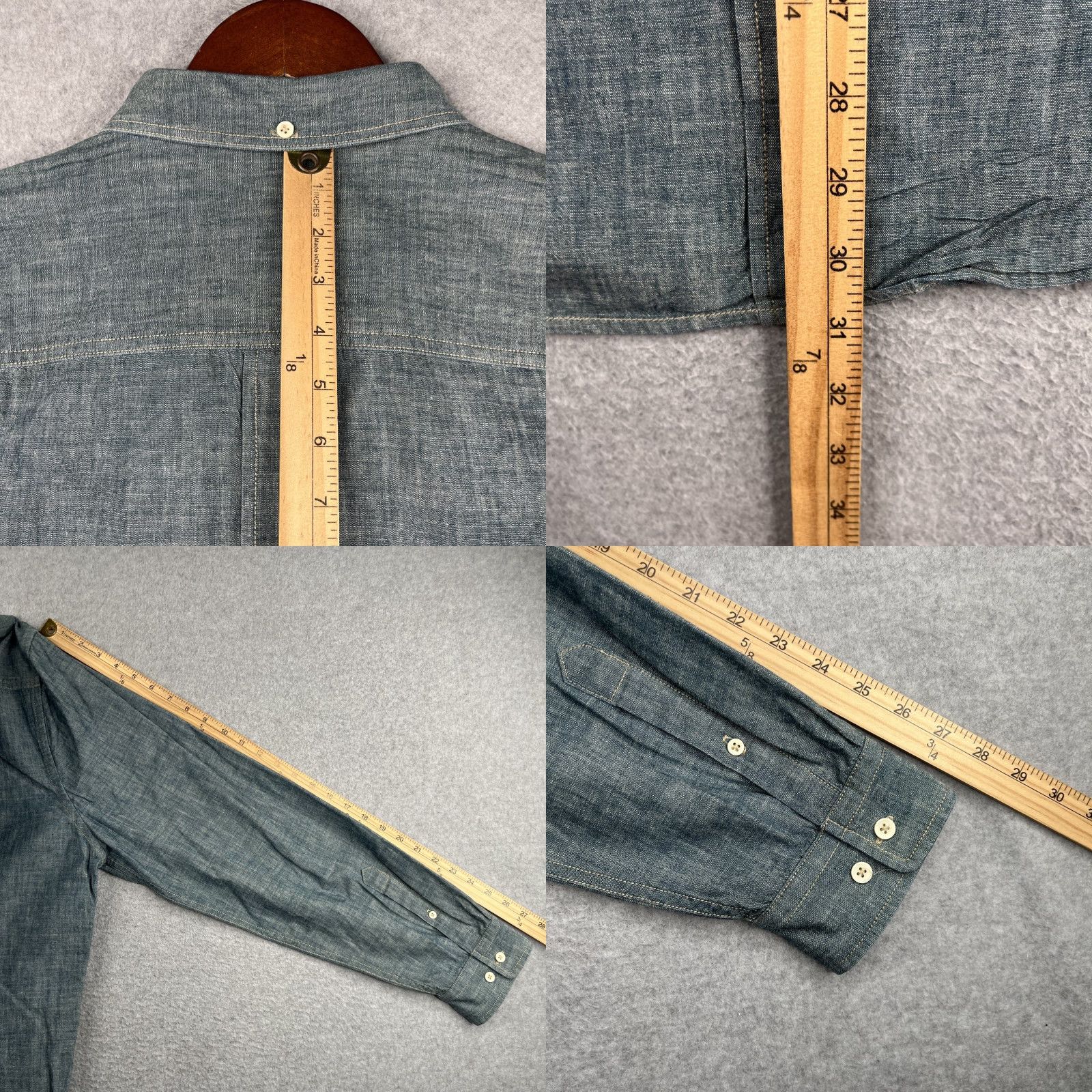 7 For All Mankind 7 For All Mankind Shirt Blue Denim 2XL Long Sleeve Button Up Collared Pocket Mens Size US XXL / EU 58 / 5 - 8 Thumbnail